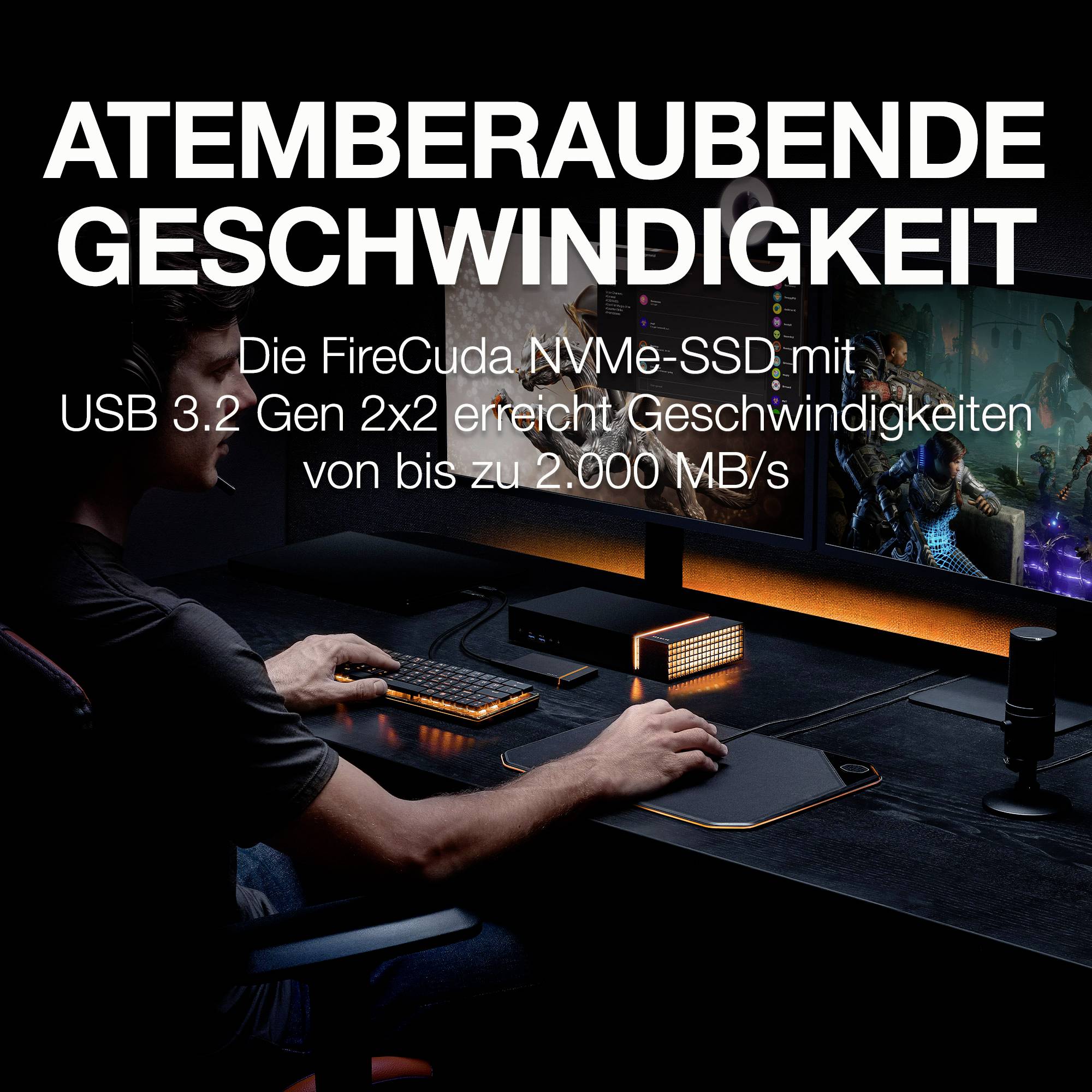 Seagate FireCuda® Gaming SSD 500 GB Externe SSD-Festplatte 6.35 cm (2.5 Zoll) USB-A (USB 3.2 Gen 2) Schwarz STJP500400