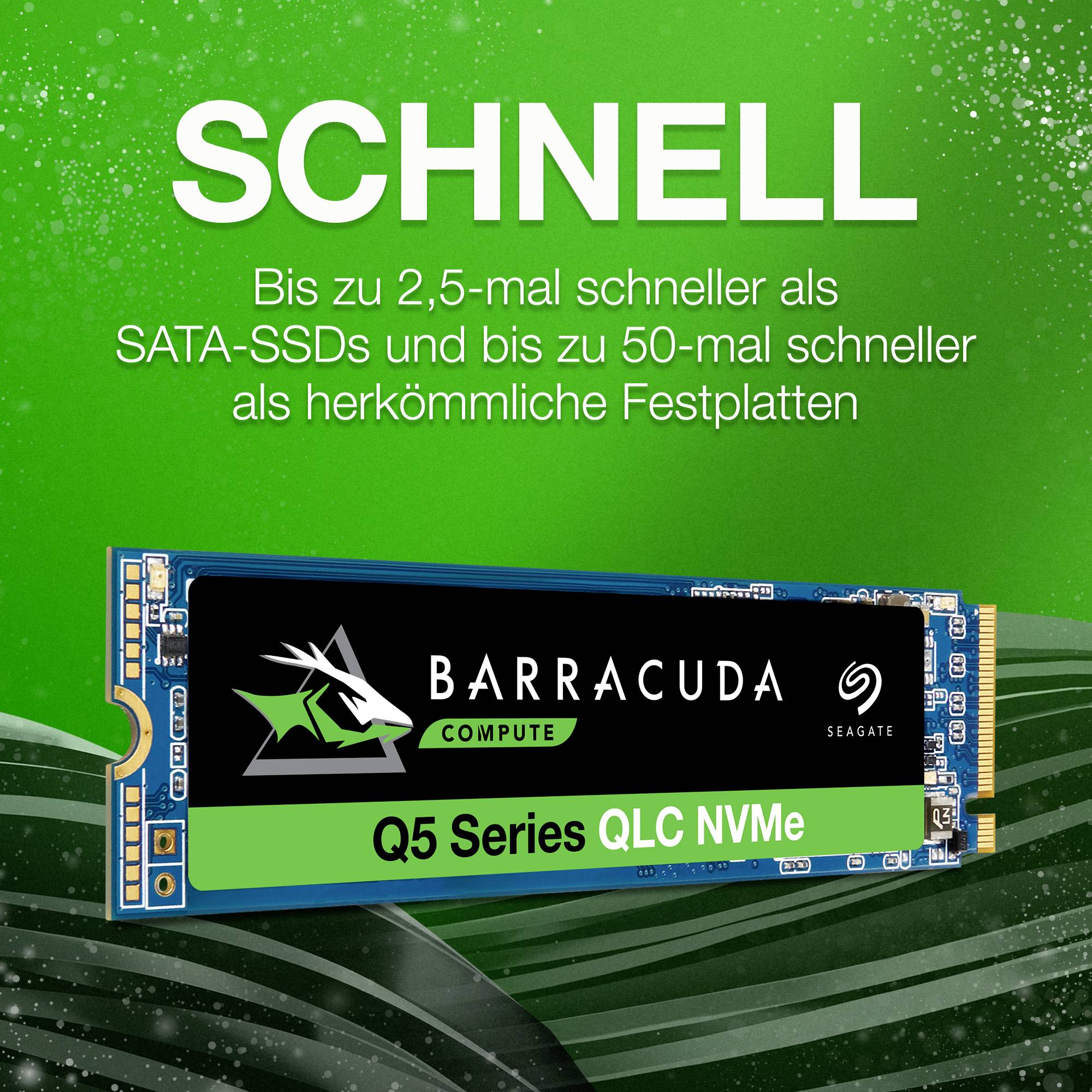 Seagate BarraCuda® Q5 SSD 1 TB Interne M.2 PCIe NVMe SSD 2280 PCIe NVMe 3.0 x4 Retail ZP1000CV3A001