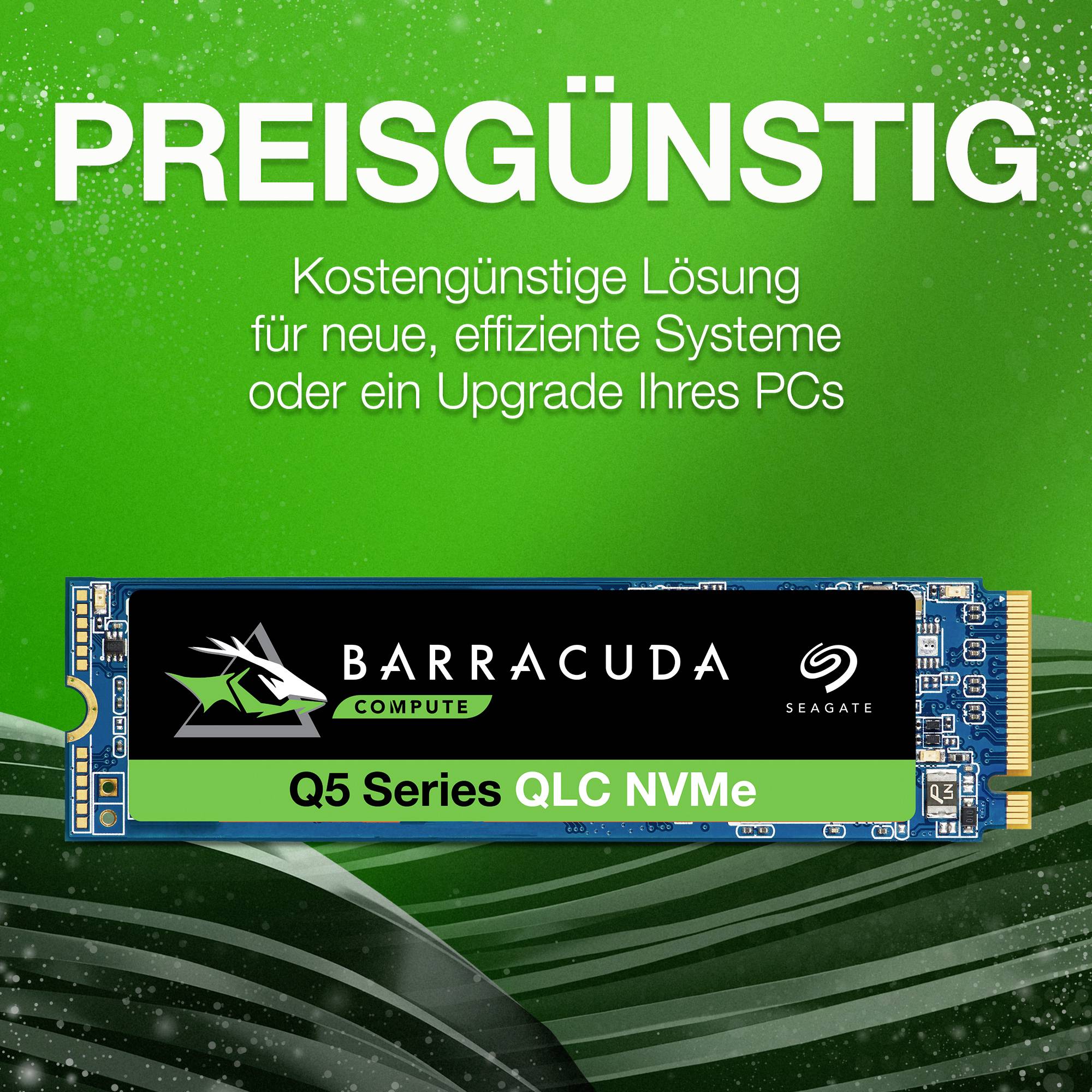 Seagate BarraCuda® Q5 SSD 1 TB Interne M.2 PCIe NVMe SSD 2280 PCIe NVMe 3.0 x4 Retail ZP1000CV3A001