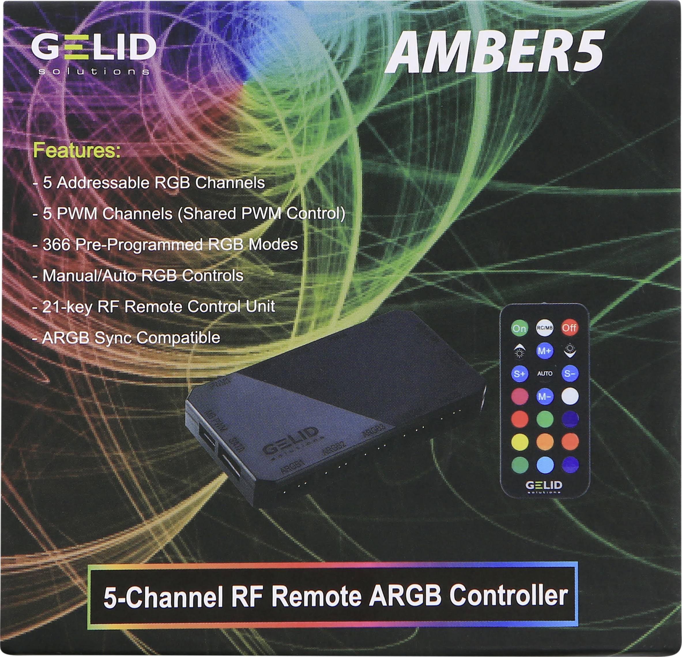 Gelid Amber 5 PC Lüftersteuerung Anzahl Kanäle: 5 inkl. RGB-Beleuchtungssteuerung, inkl. Fernbedienung