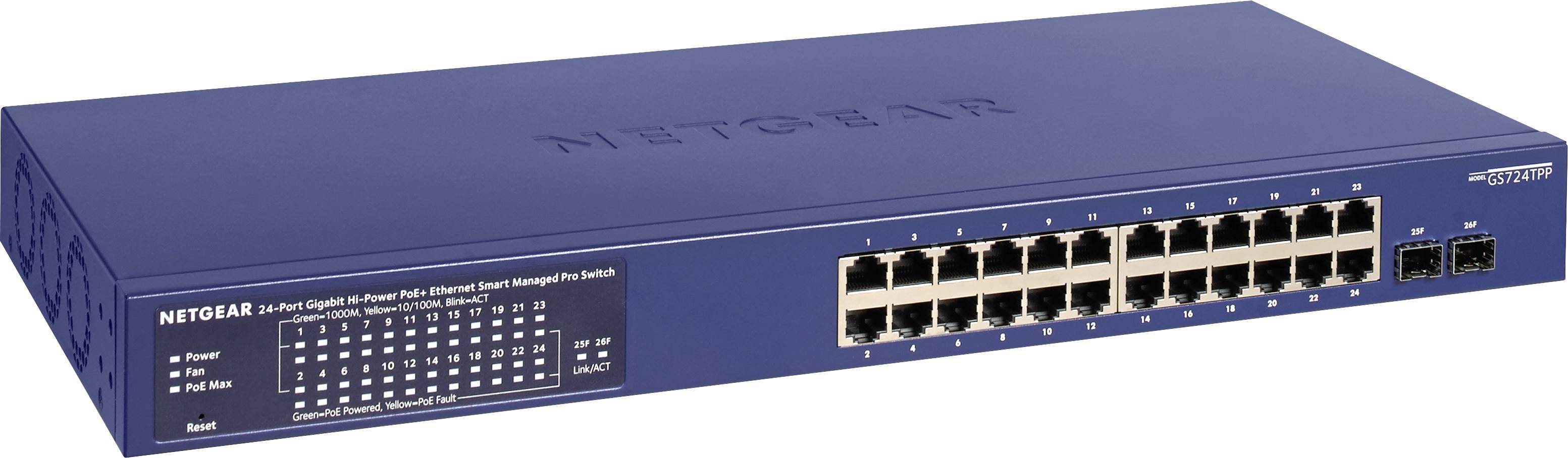NETGEAR GS724TPP-100EUS 24P GE High-Pwr PoE+ Smrt Switch Netzwerk Switch 24 Port PoE-Funktion