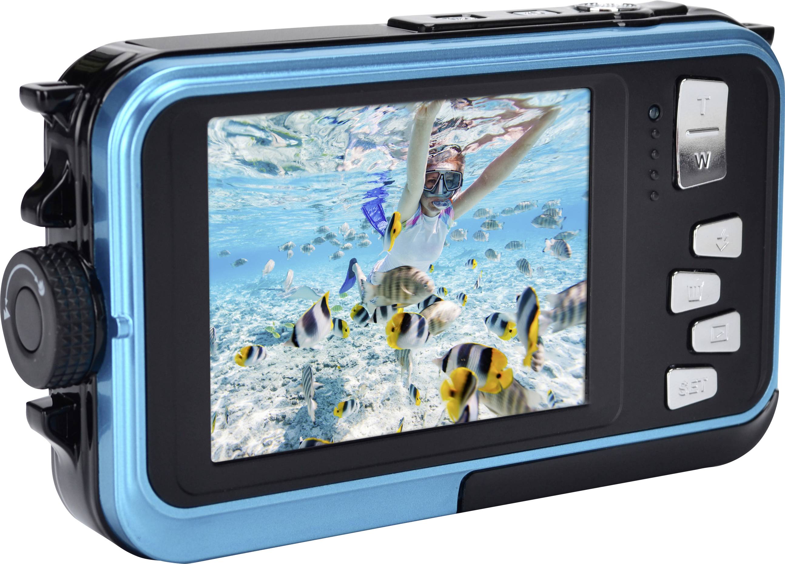 AgfaPhoto Realishot WP8000 Digitalkamera 24 Megapixel Blau inkl. Akku, inkl. Tasche Unterwasserkamera, Wasserdicht bis 3 m, Full HD Video