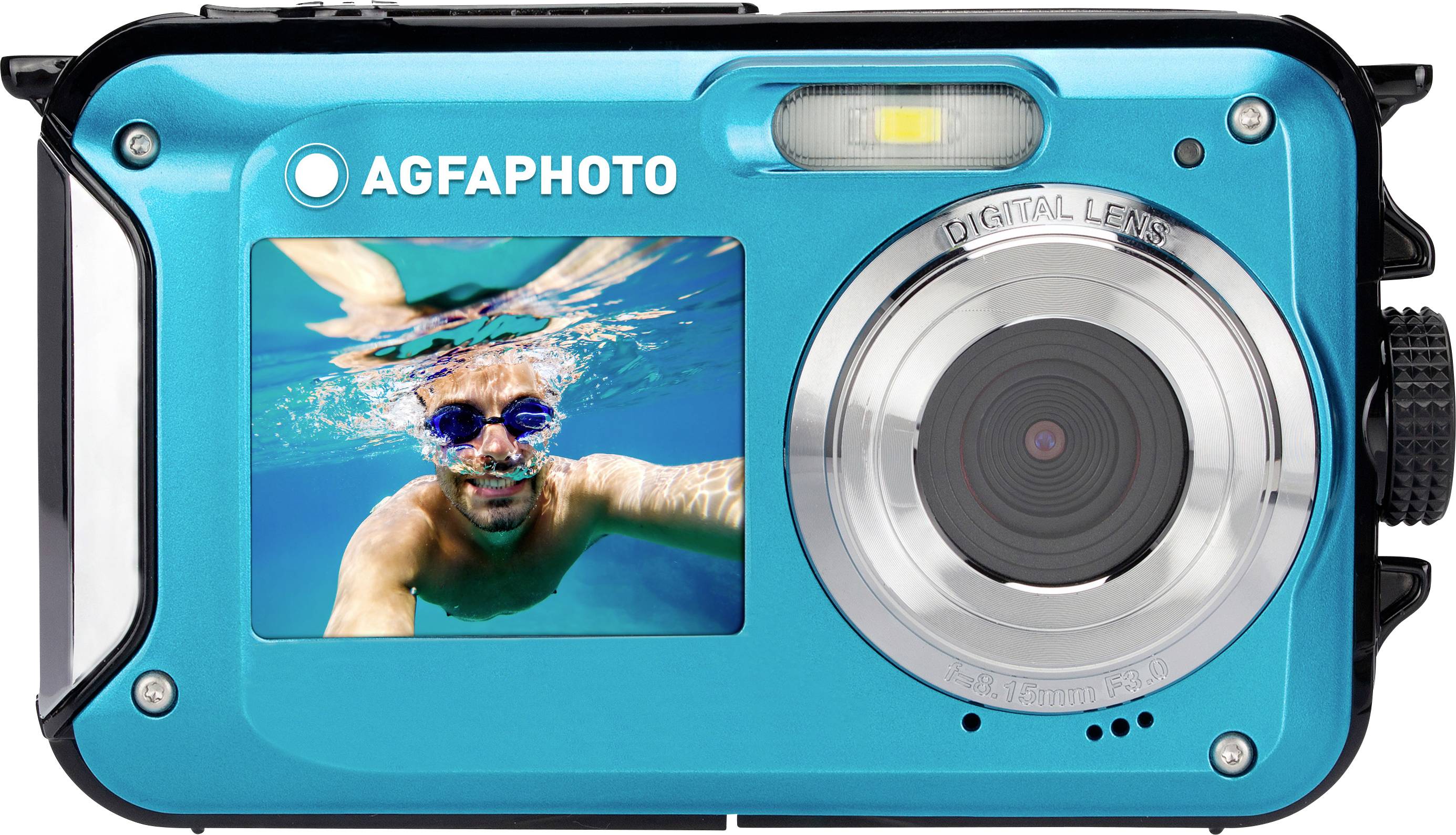 AgfaPhoto Realishot WP8000 Digitalkamera 24 Megapixel Blau inkl. Akku, inkl. Tasche Unterwasserkamera, Wasserdicht bis 3 m, Full HD Video