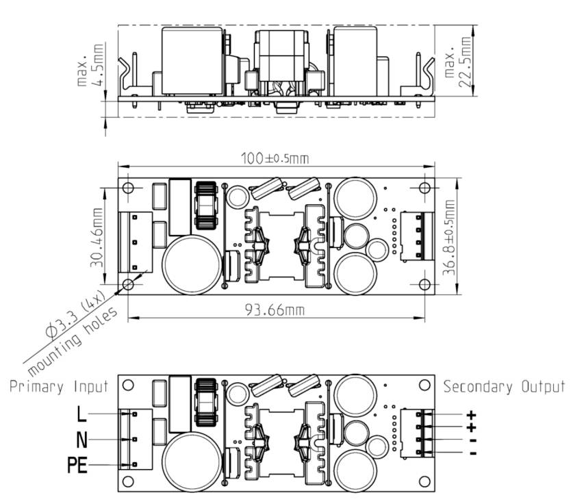 Egston 003920512 AC/DC-Netzteilbaustein, open frame 12 V/DC 2.5A 30W