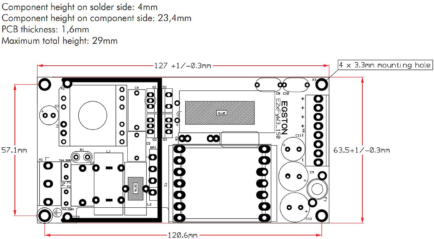 Egston E2OFyW3 150 AC/DC-Netzteilbaustein, open frame 24 V/DC 6.25 A 1 St.
