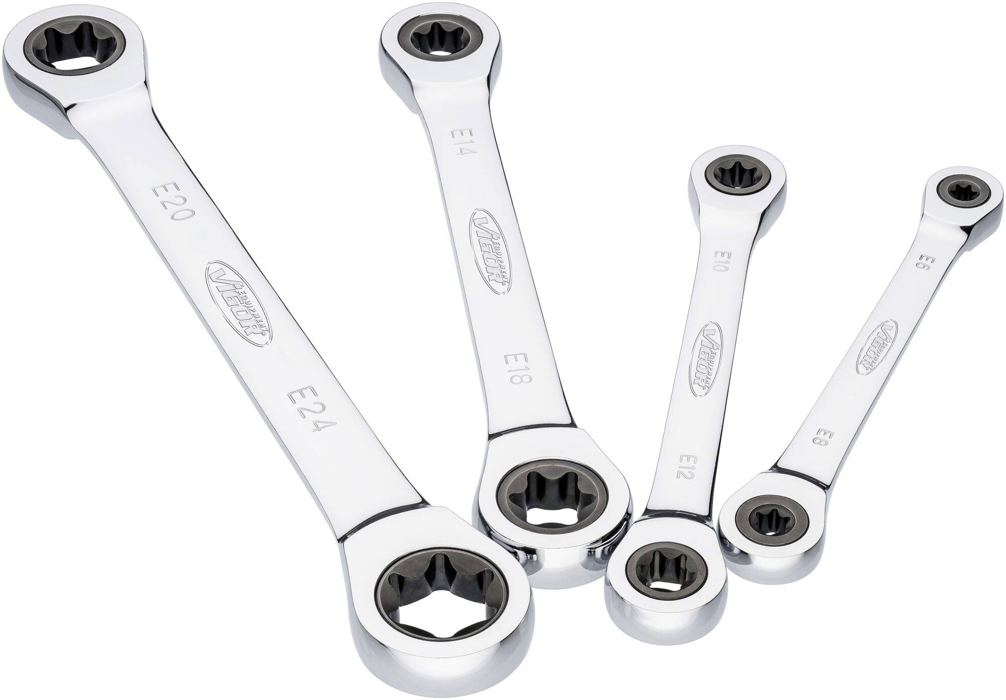 Vigor V6611/4 Doppel-Ringratschenschlüssel-Satz 4teilig Schlüsselweite (Metrisch) 6 - 24mm