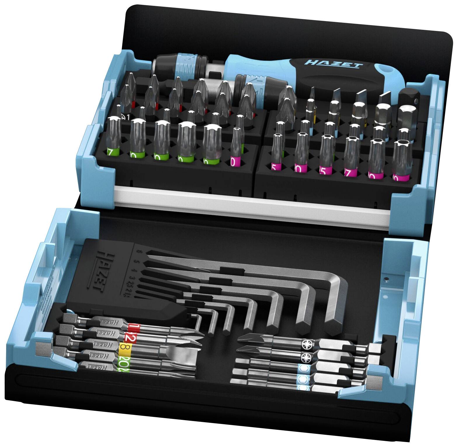 Hazet SmartCase 2200SC-1 Bit-Set 69teilig Innen-Sechskant, Schlitz, Kreuzschlitz Phillips, Kreuzschlitz Pozidriv, T-Profil