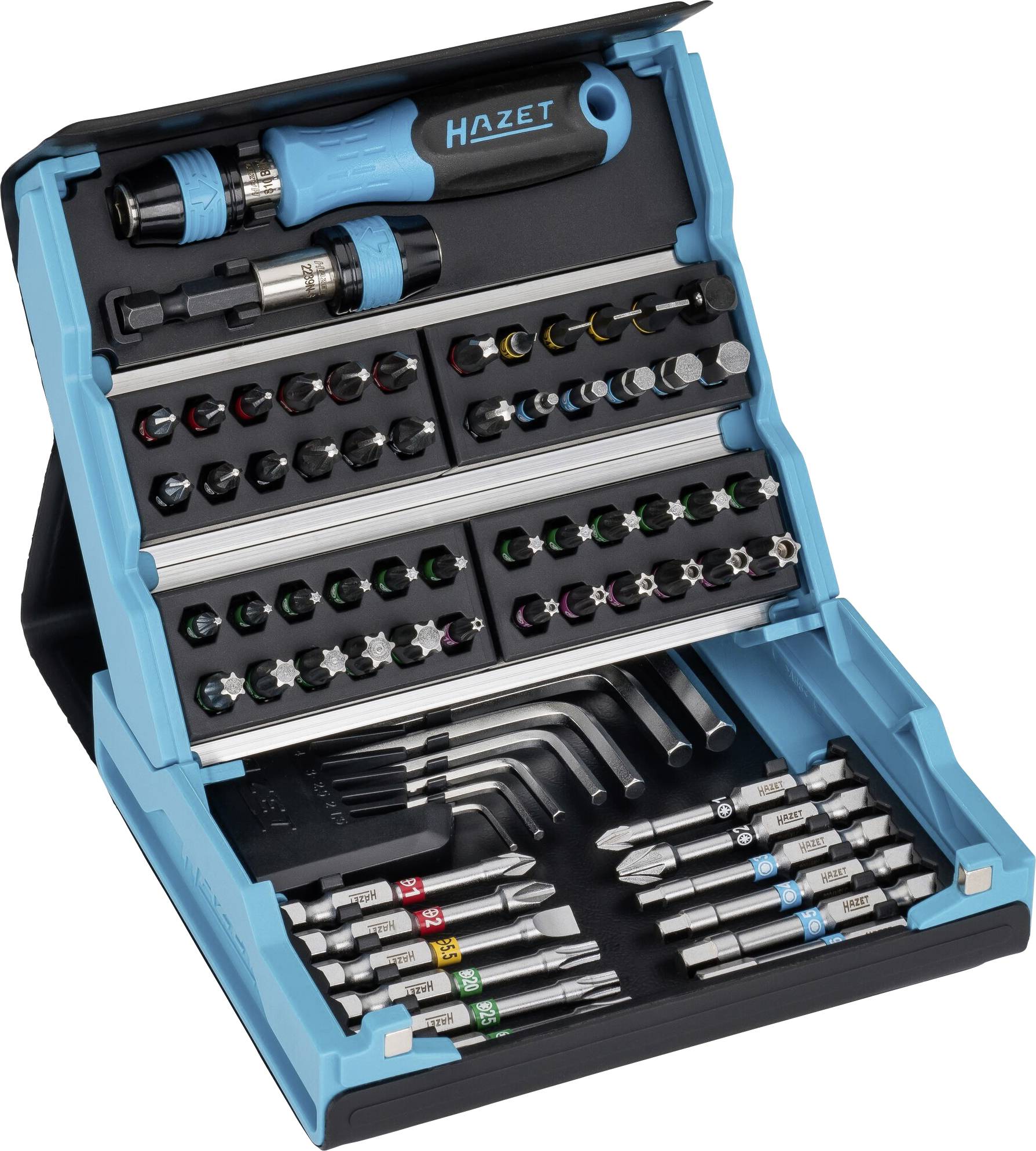Hazet SmartCase 2200SC-1 Bit-Set 69teilig Innen-Sechskant, Schlitz, Kreuzschlitz Phillips, Kreuzschlitz Pozidriv, T-Profil
