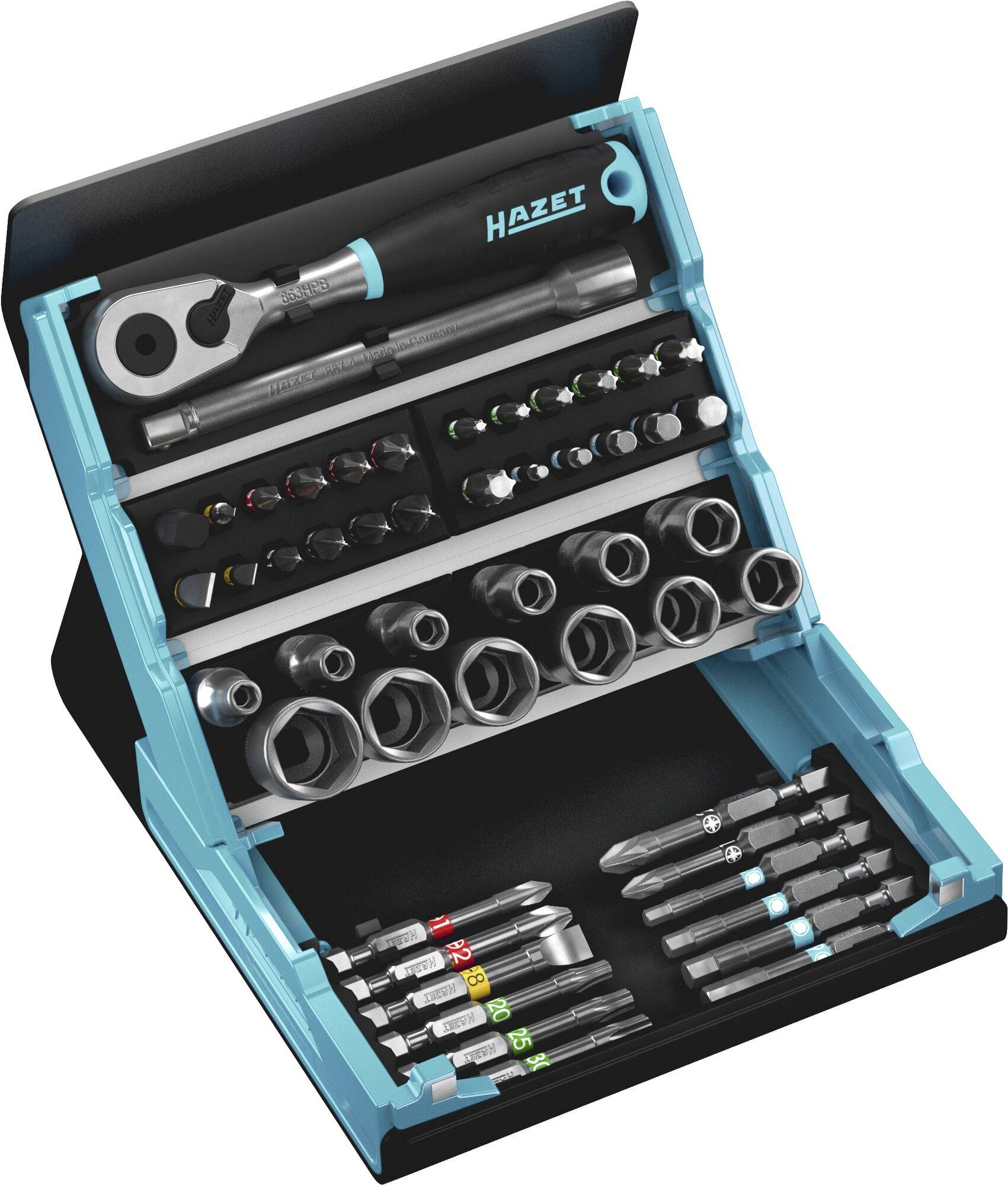 Hazet SmartCase 2200SC-2 Bit-Set 50teilig Innen-Sechskant, Schlitz, Kreuzschlitz Phillips, Kreuzschlitz Pozidriv, Außen-Doppelsechskant, T-Profil