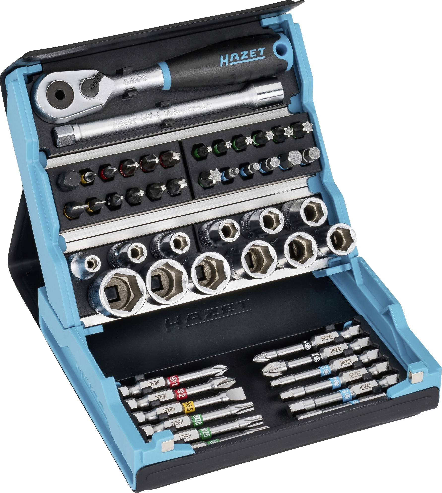 Hazet SmartCase 2200SC-2 Bit-Set 50teilig Innen-Sechskant, Schlitz, Kreuzschlitz Phillips, Kreuzschlitz Pozidriv, Außen-Doppelsechskant, T-Profil