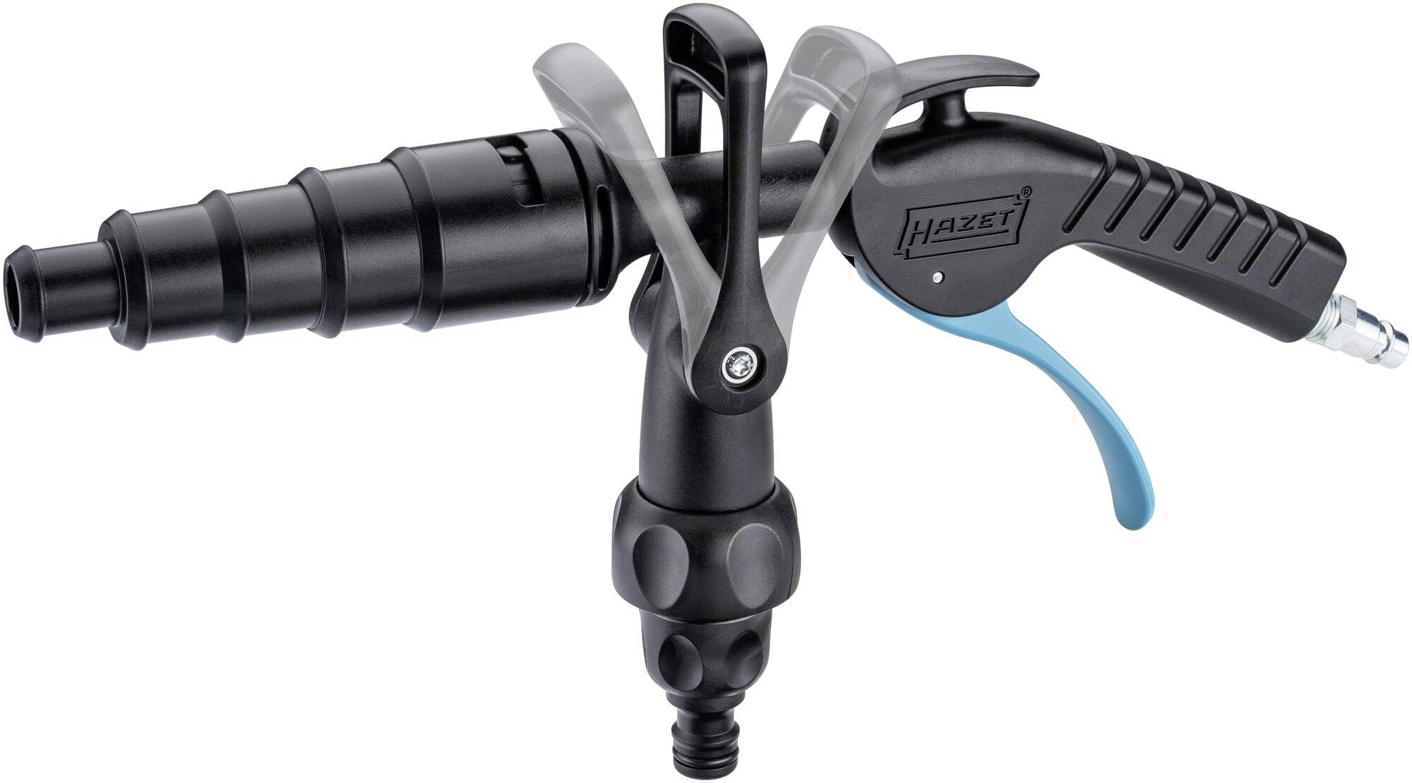 Druckluft-Blaspistole mit ergonomischem Griff und verstellbarer Düse, geeignet für präzise Reinigung und Trocknung.