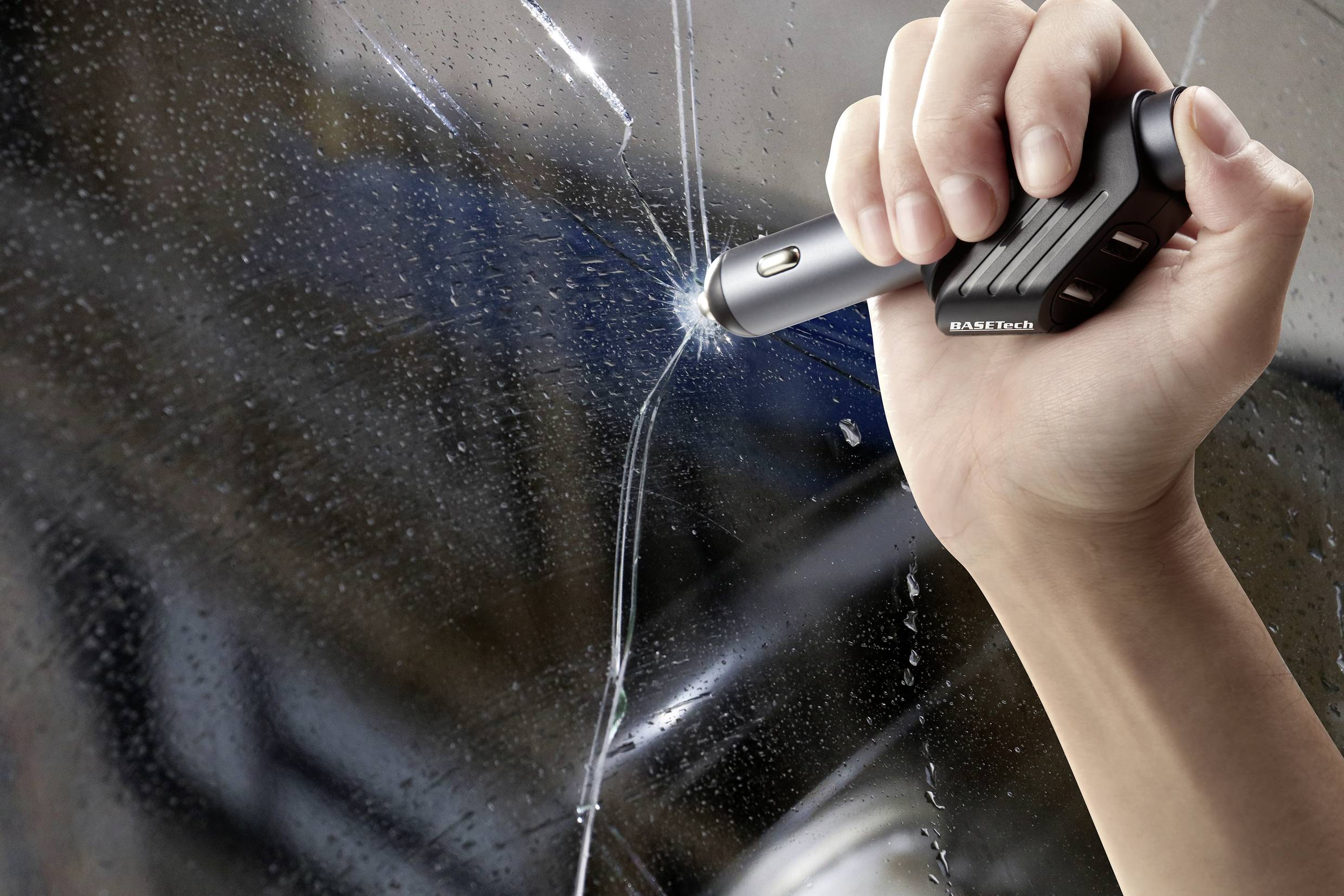 Basetech BT-2357759 BT99 Nothammer Gurtschneider, LED-Leuchte Pkw, Lkw, SUV, Van, Wohnmobile, Bus (L x B x H) 128 x 24 x 45mm 1St.