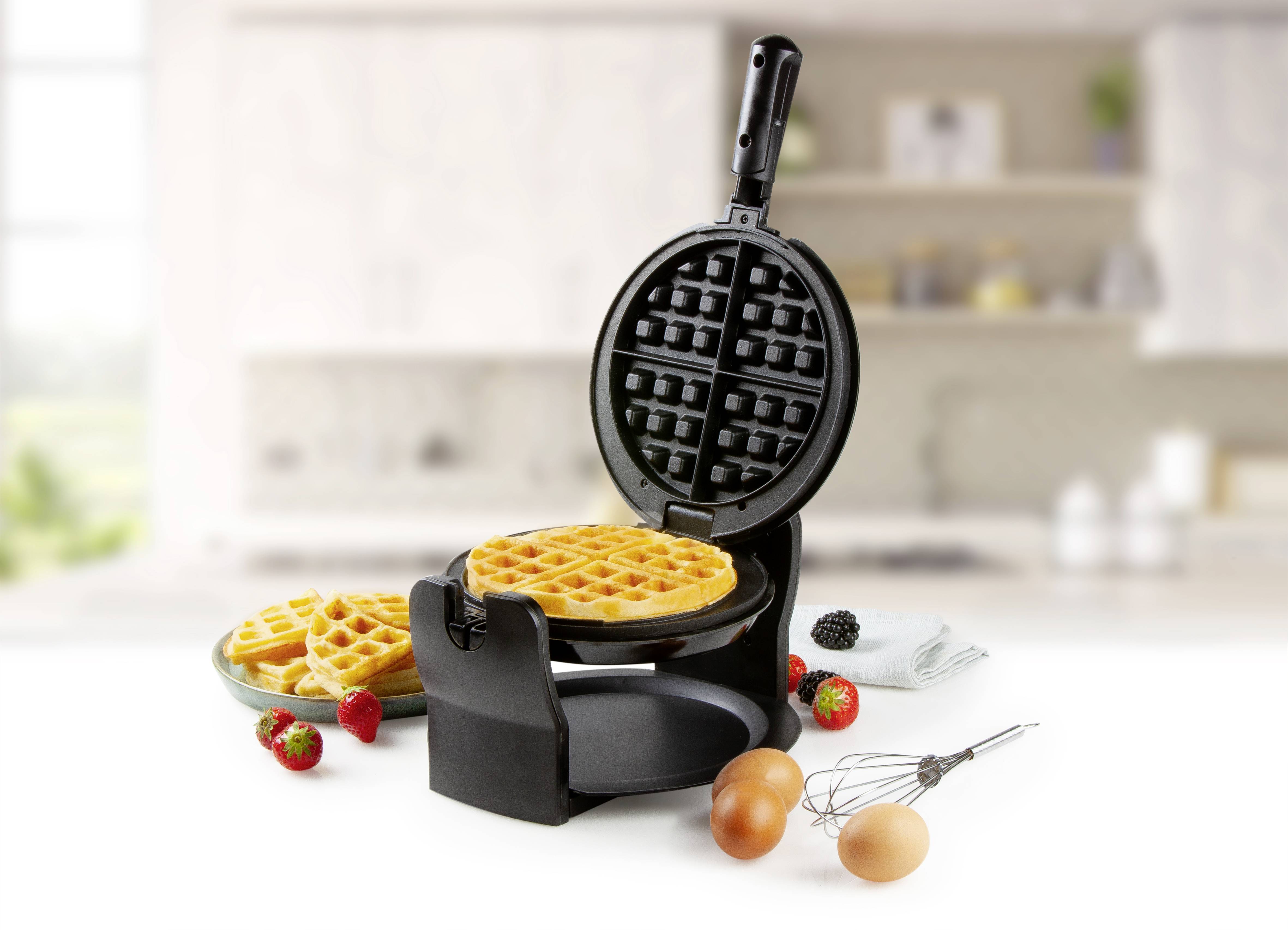 DOMO DO9223W Waffeleisen Antihaftbeschichtung, Kontrollleuchte Schwarz