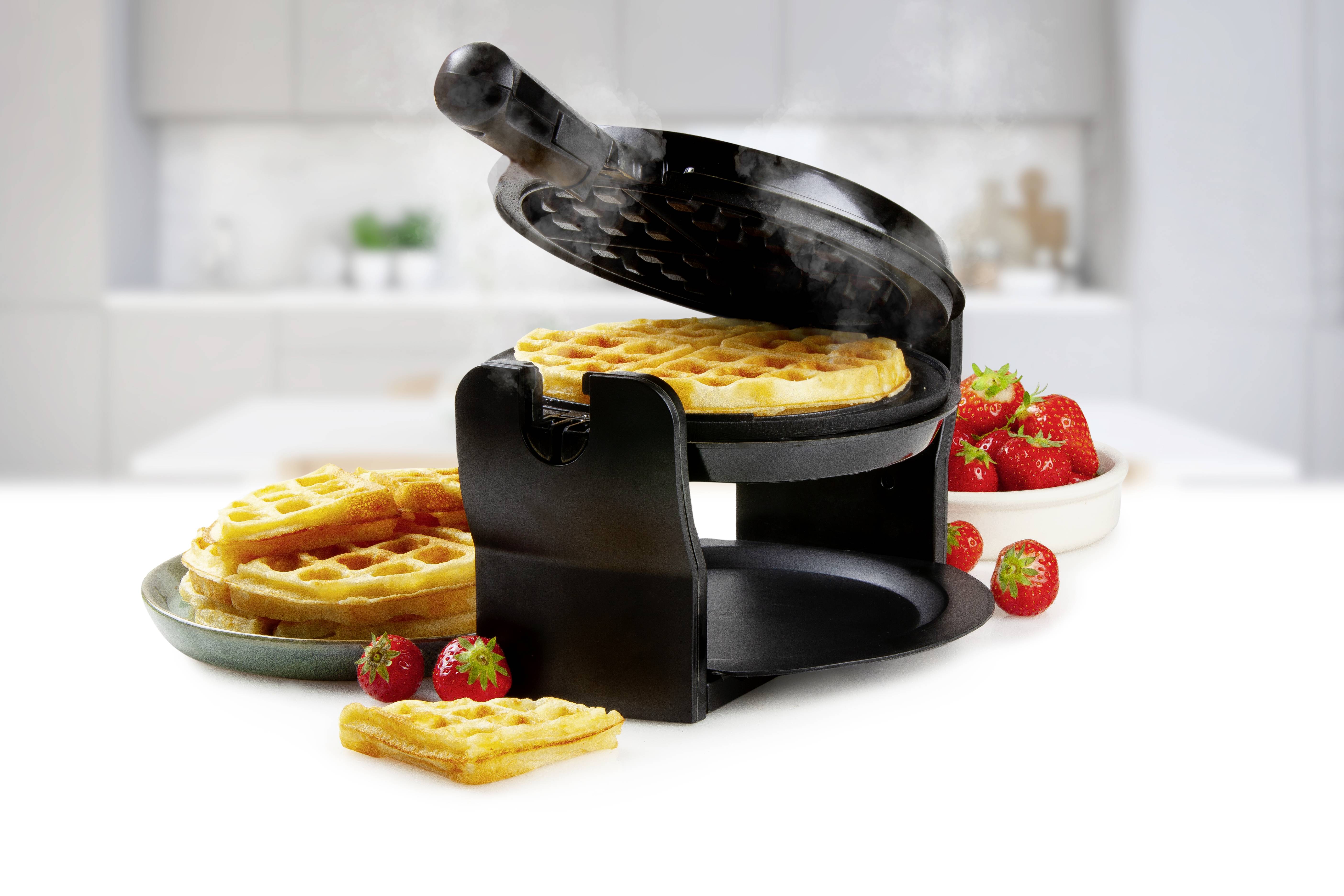 DOMO DO9223W Waffeleisen Antihaftbeschichtung, Kontrollleuchte Schwarz