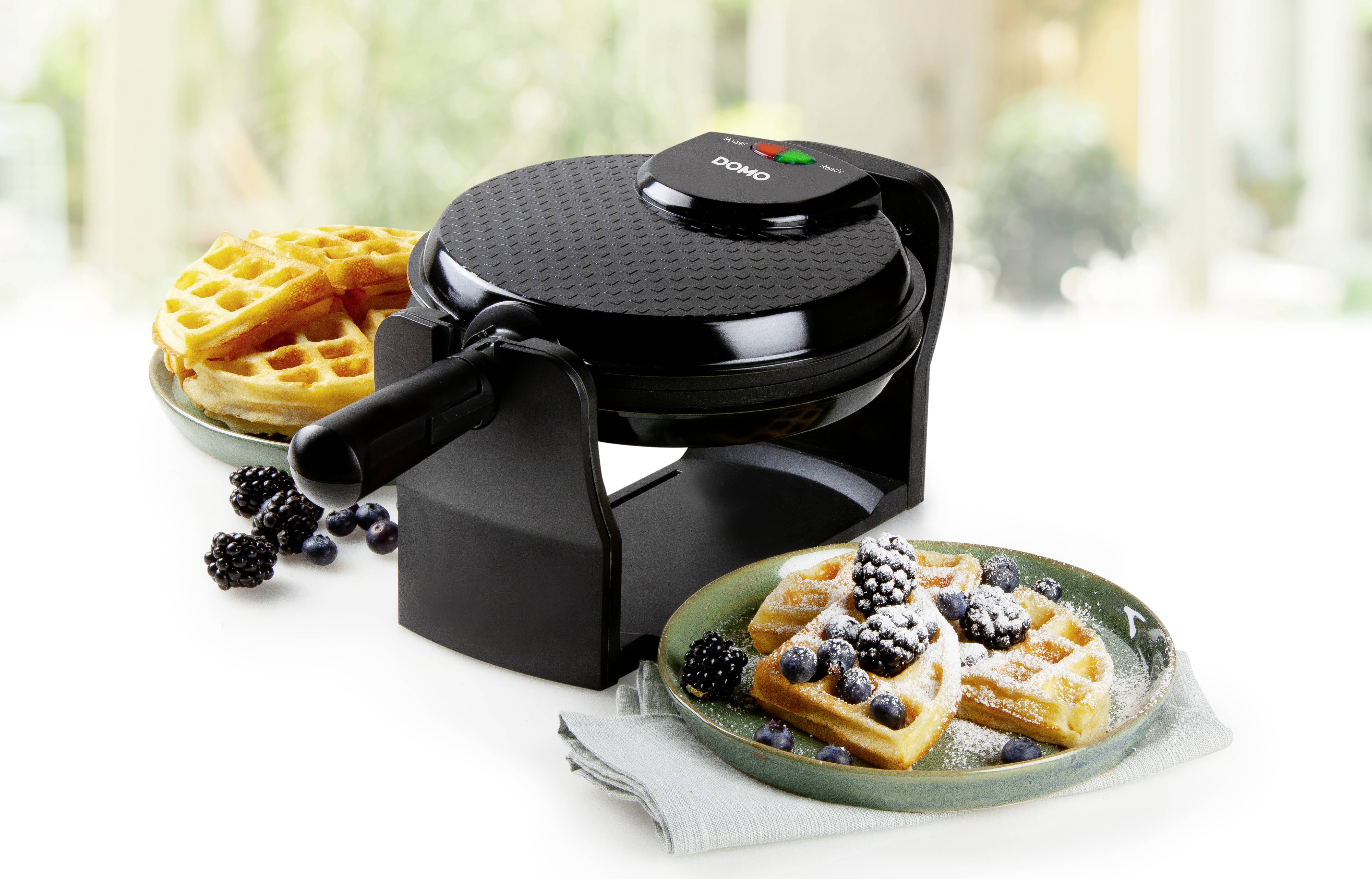 DOMO DO9223W Waffeleisen Antihaftbeschichtung, Kontrollleuchte Schwarz