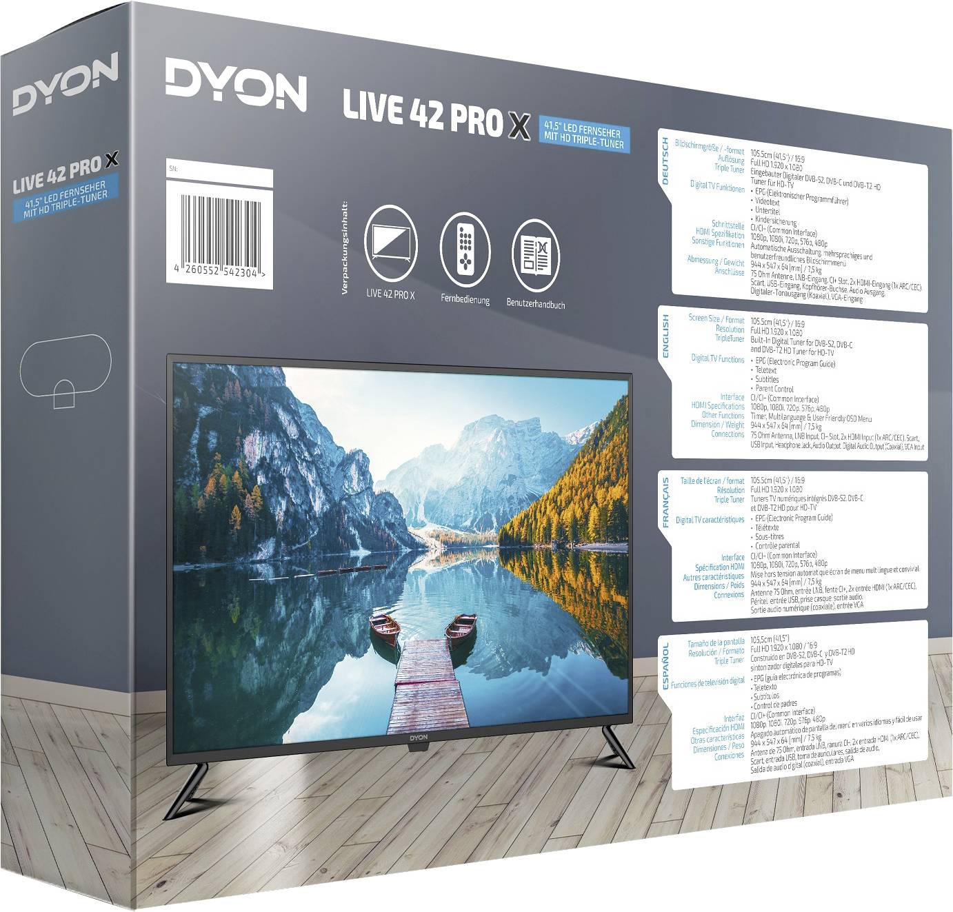 Dyon Live 42 Pro X LED-TV 105cm 42 Zoll EEK F (A - G) DVB-T2, DVB-C, DVB-S, Full HD, CI+ Schwarz
