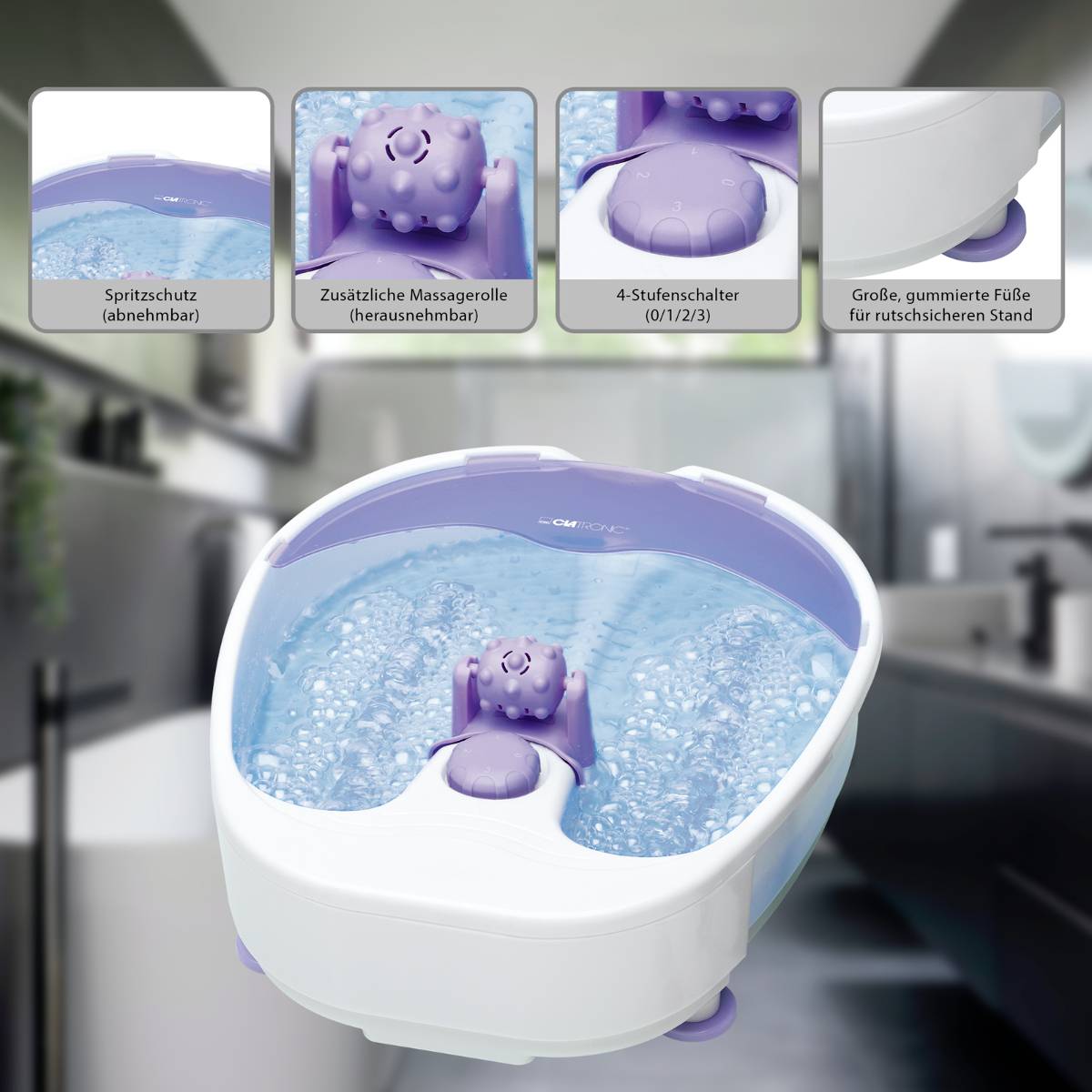 Clatronic FM 3389 Fußmassagegerät 90 W Weiß, Violett
