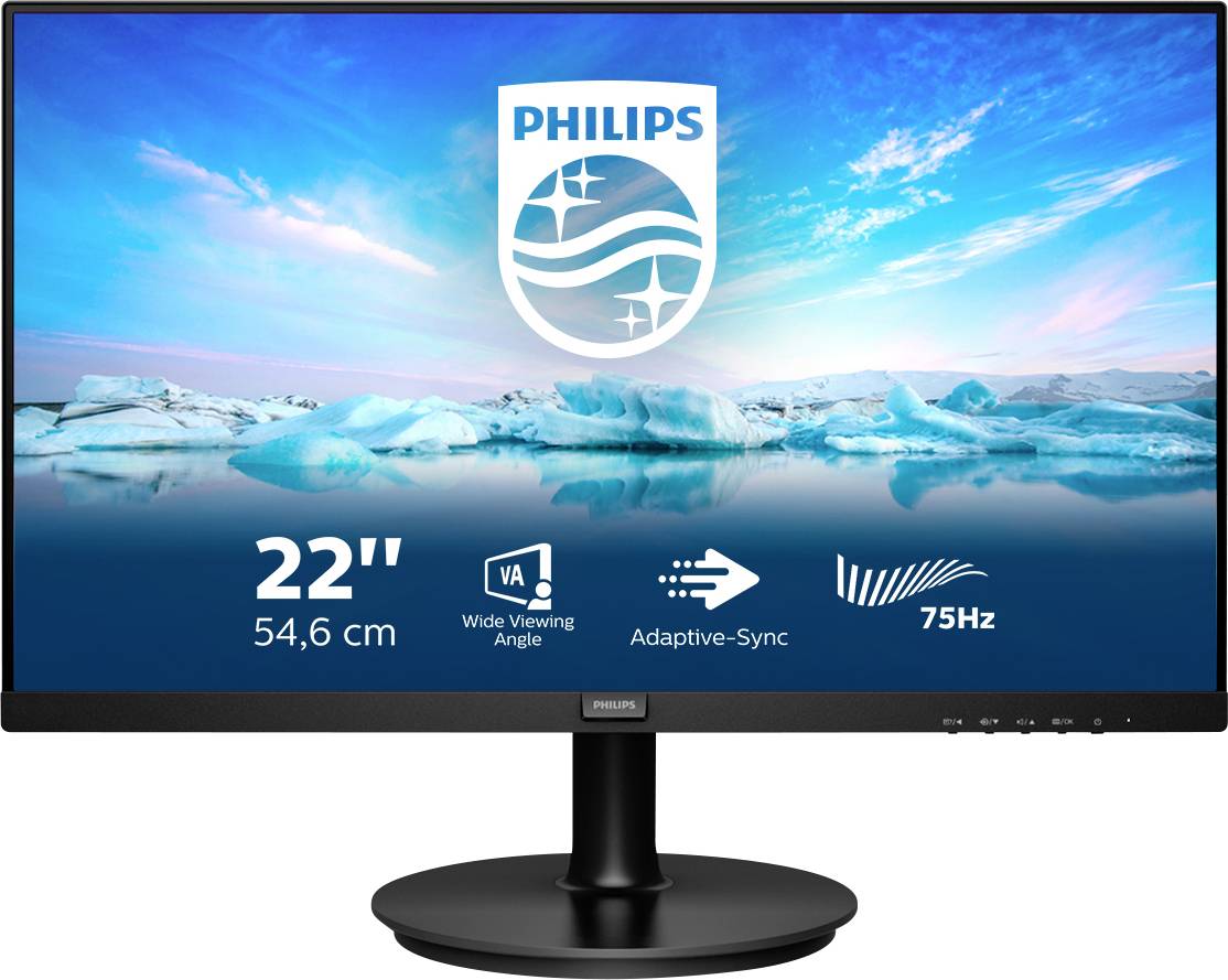 Philips V-Line 222V8LA/00 LCD-Monitor EEK E (A - G) 54.6 cm (21.5 Zoll) 1920 x 1080 Pixel 16:9 4 ms VGA, DisplayPort, HDMI®, Kopfhörer-Buchse, Audi