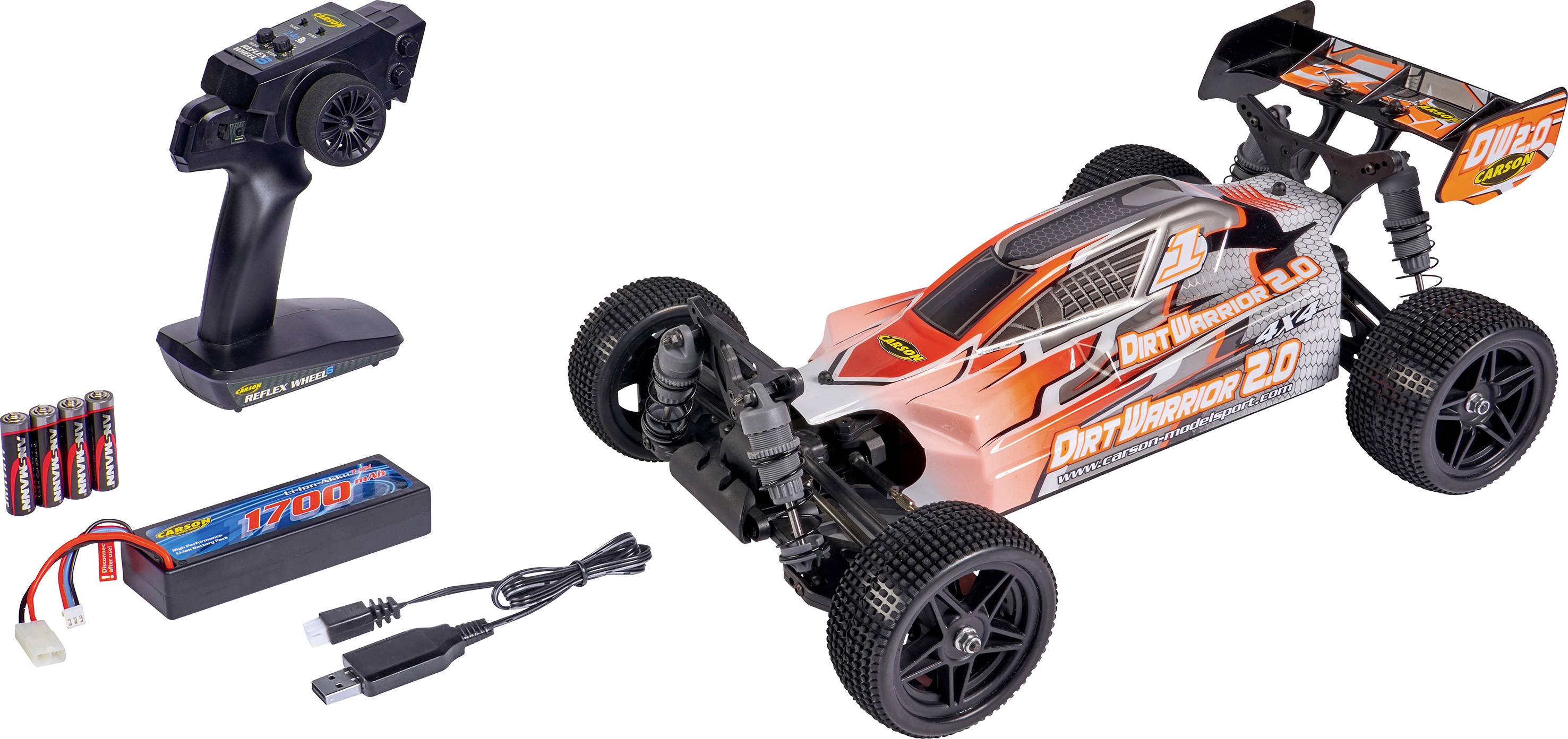 Carson Modellsport X10 Dirt Warrior Sport 2.0 1:10 RC Modellauto Elektro Buggy Allradantrieb (4WD) 100% RtR 2,4GHz