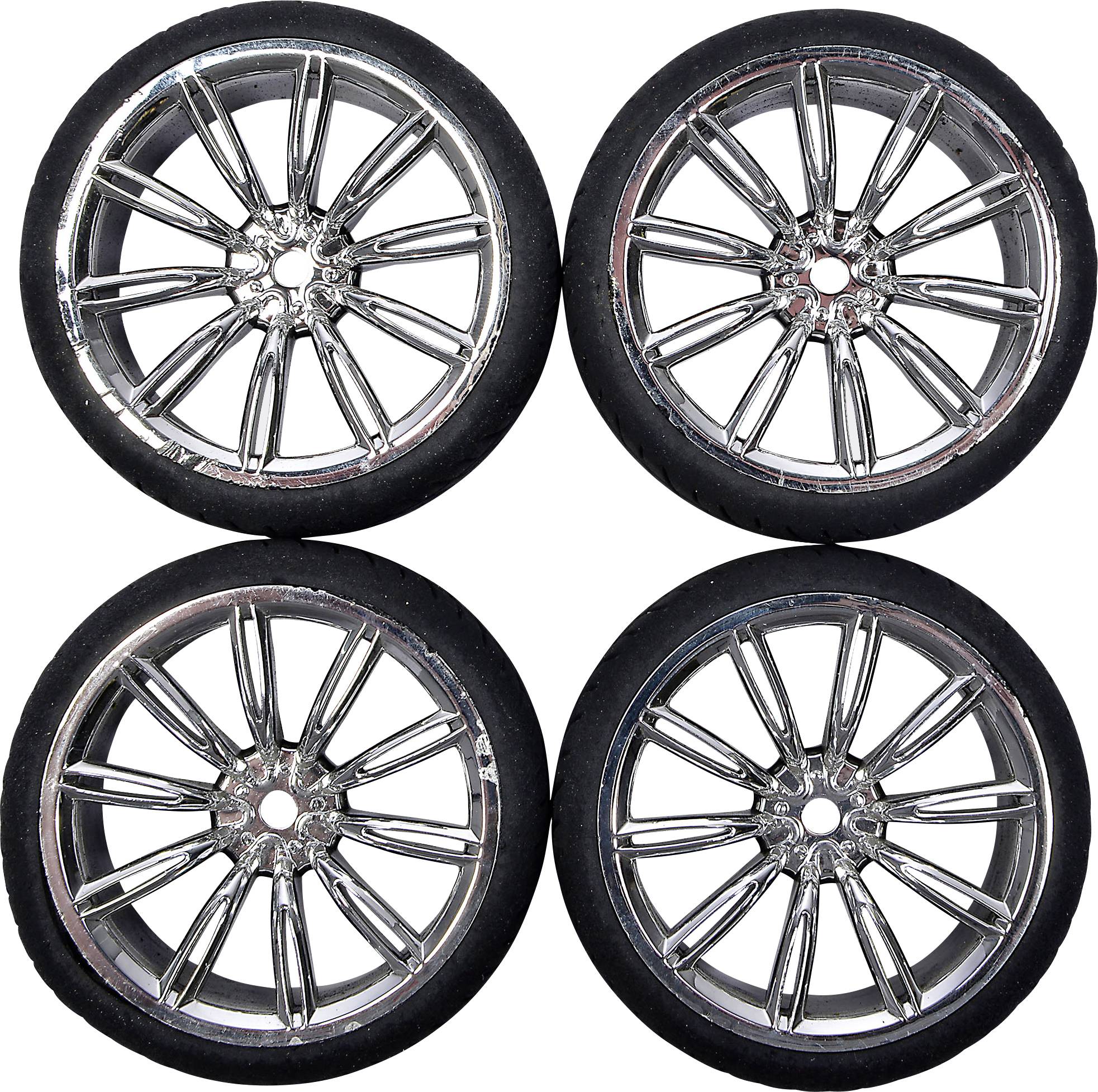 Carson Modellsport 1:10 Straßenmodell Kompletträder Straßenprofil M-Design Chrom 4St.