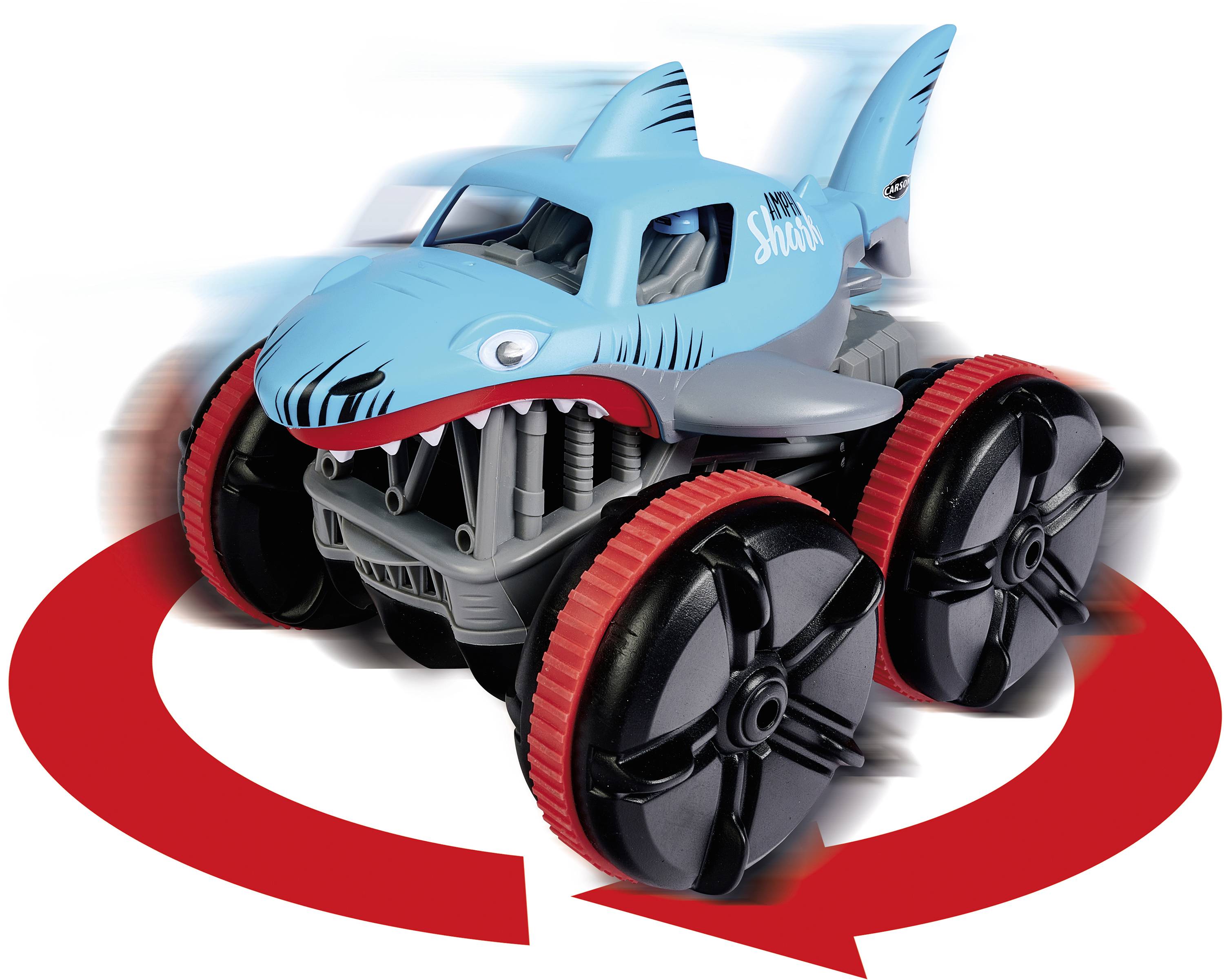 Carson Modellsport 404221 Amphi Shark RC Modellauto Elektro Amphibienfahrzeug inkl. Akku, Ladegerät und Senderbatterien