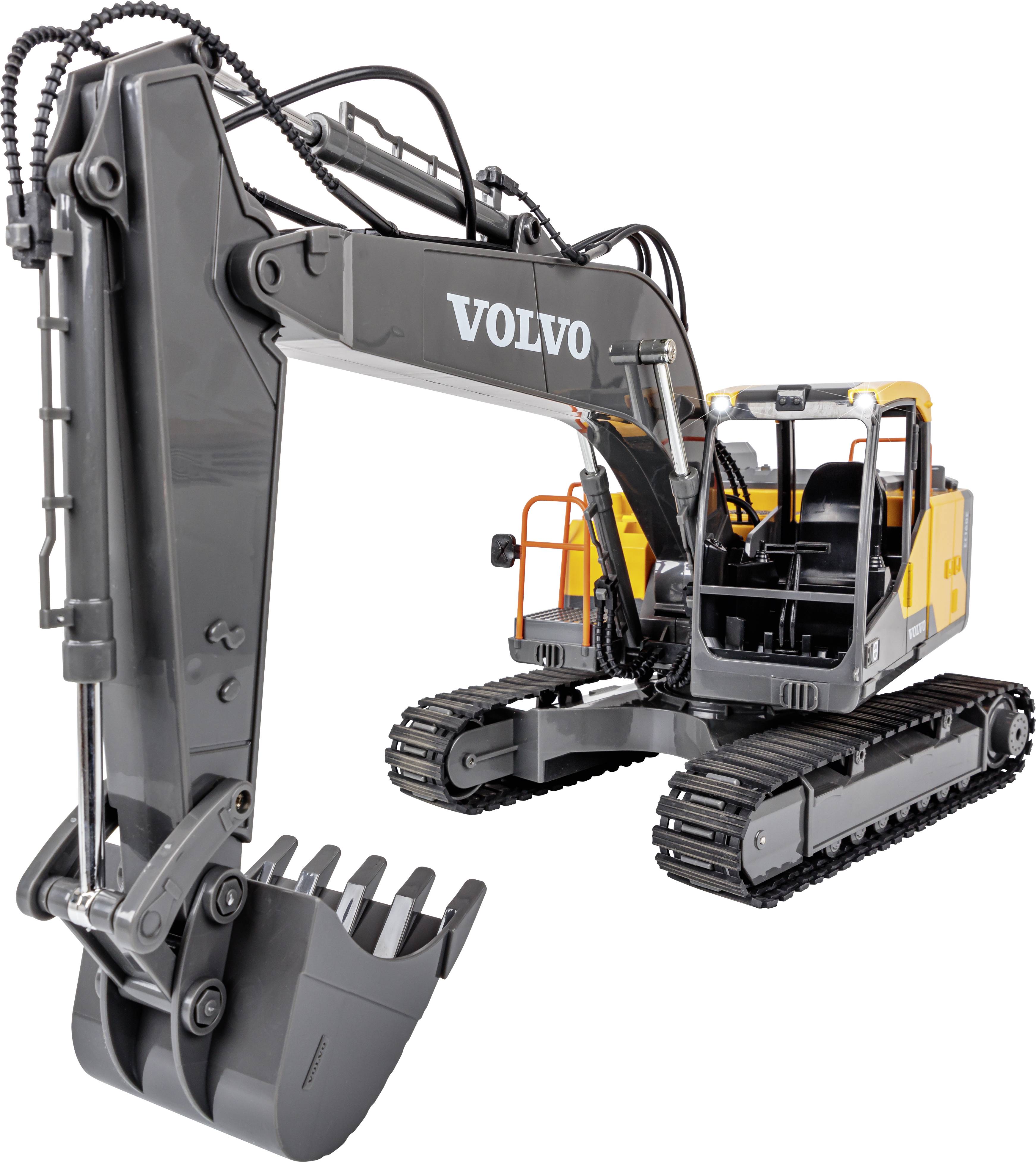 Carson Modellsport 907339 Raupenbagger Volvo 1:16 RC Einsteiger Funktionsmodell Elektro Baufahrzeug inkl. Akku, Ladegerät und