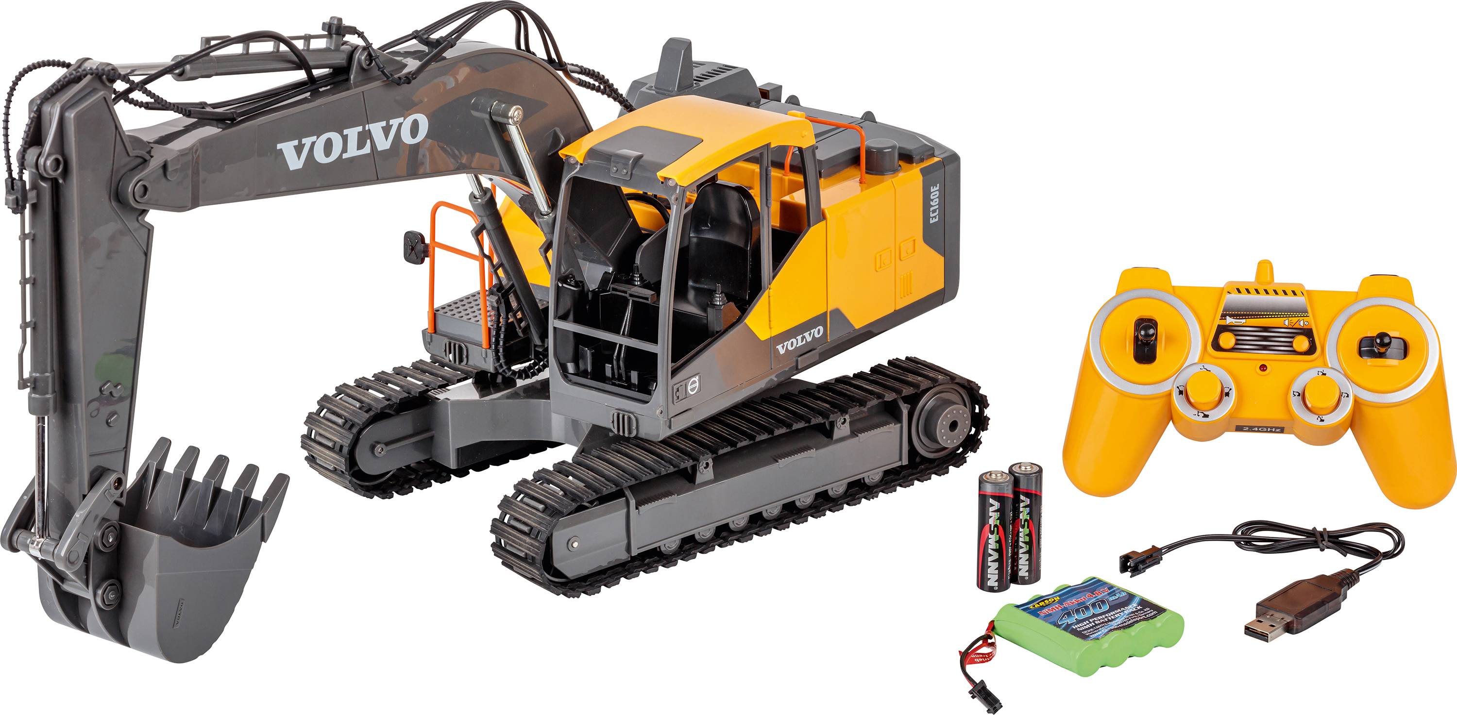 Carson Modellsport 907339 Raupenbagger Volvo 1:16 RC Einsteiger Funktionsmodell Elektro Baufahrzeug