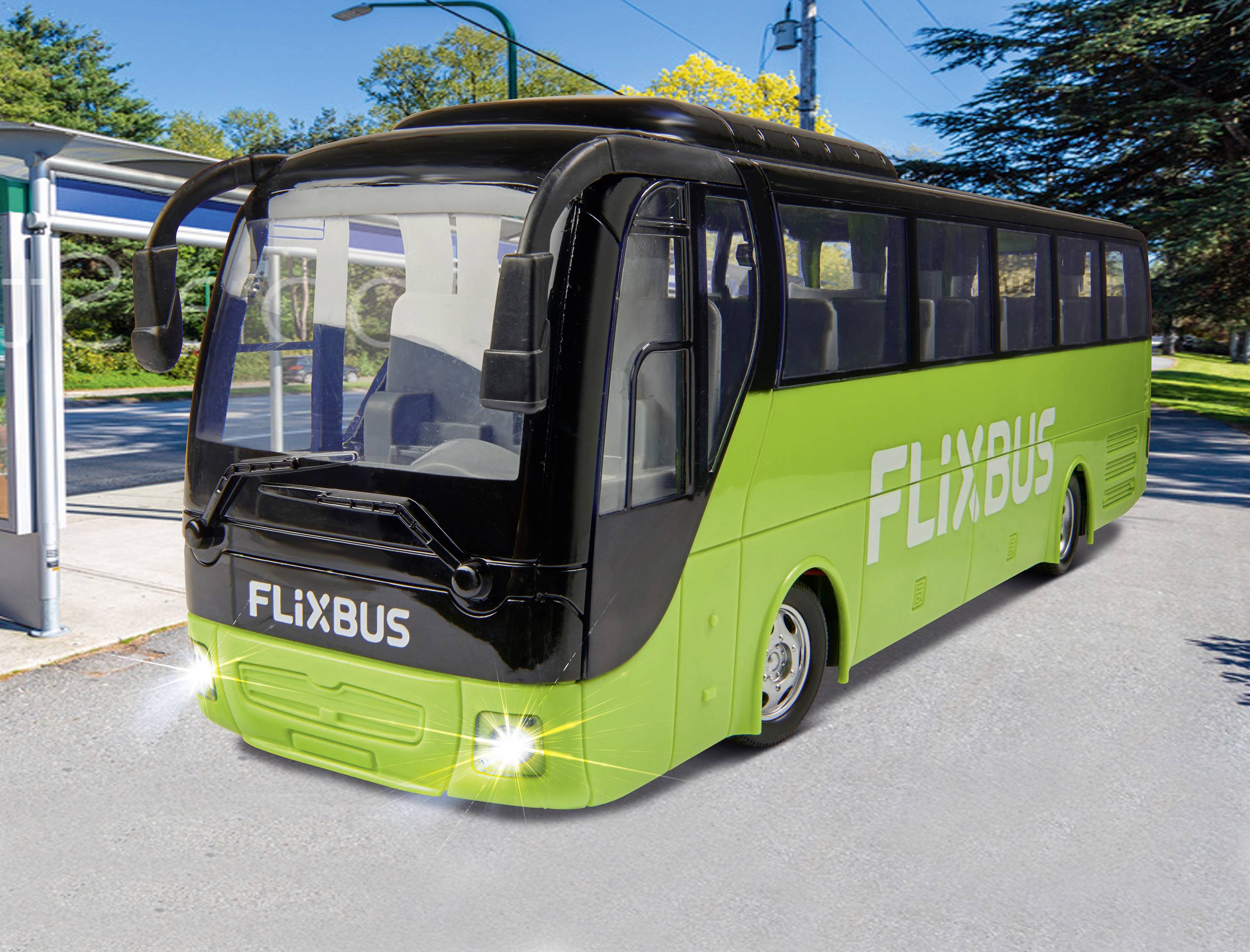 Carson Modellsport 907342 FlixBus RC Modellauto Elektro Bus inkl. Akku, Ladegerät und Senderbatterien