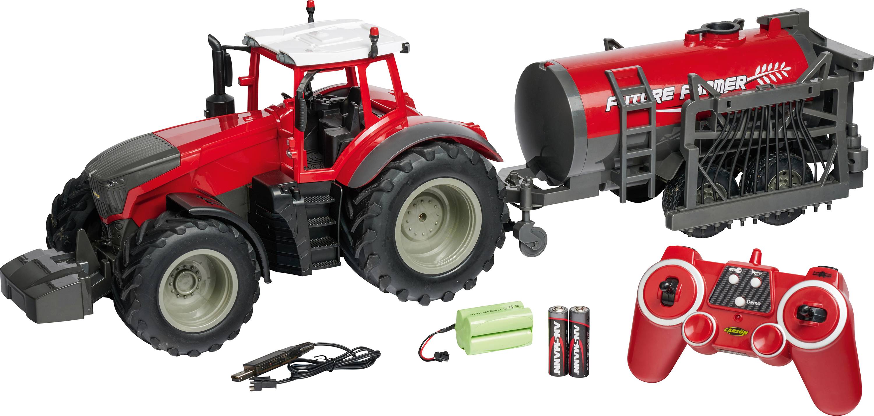 Carson Modellsport 907345 RC Traktor mit Tankwagen 1:16 RC Funktionsmodell Elektro Landwirtschaftsfahrzeug  inkl. Akku, Ladegerät und Senderbatterien