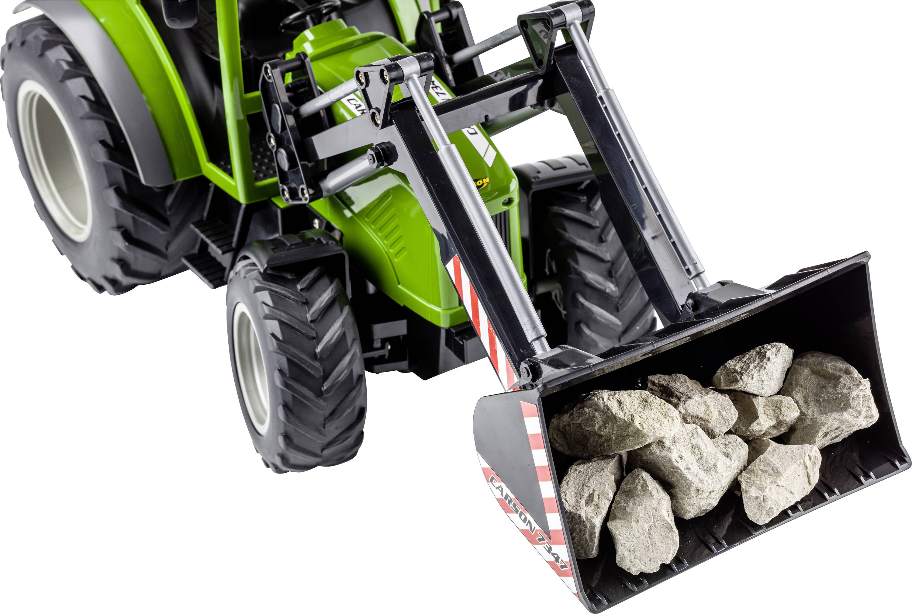 Carson Modellsport 907347 RC Traktor mit Frontlader 1:16 RC Funktionsmodell Elektro Landwirtschaftsfahrzeug inkl. Akku, Ladegerät
