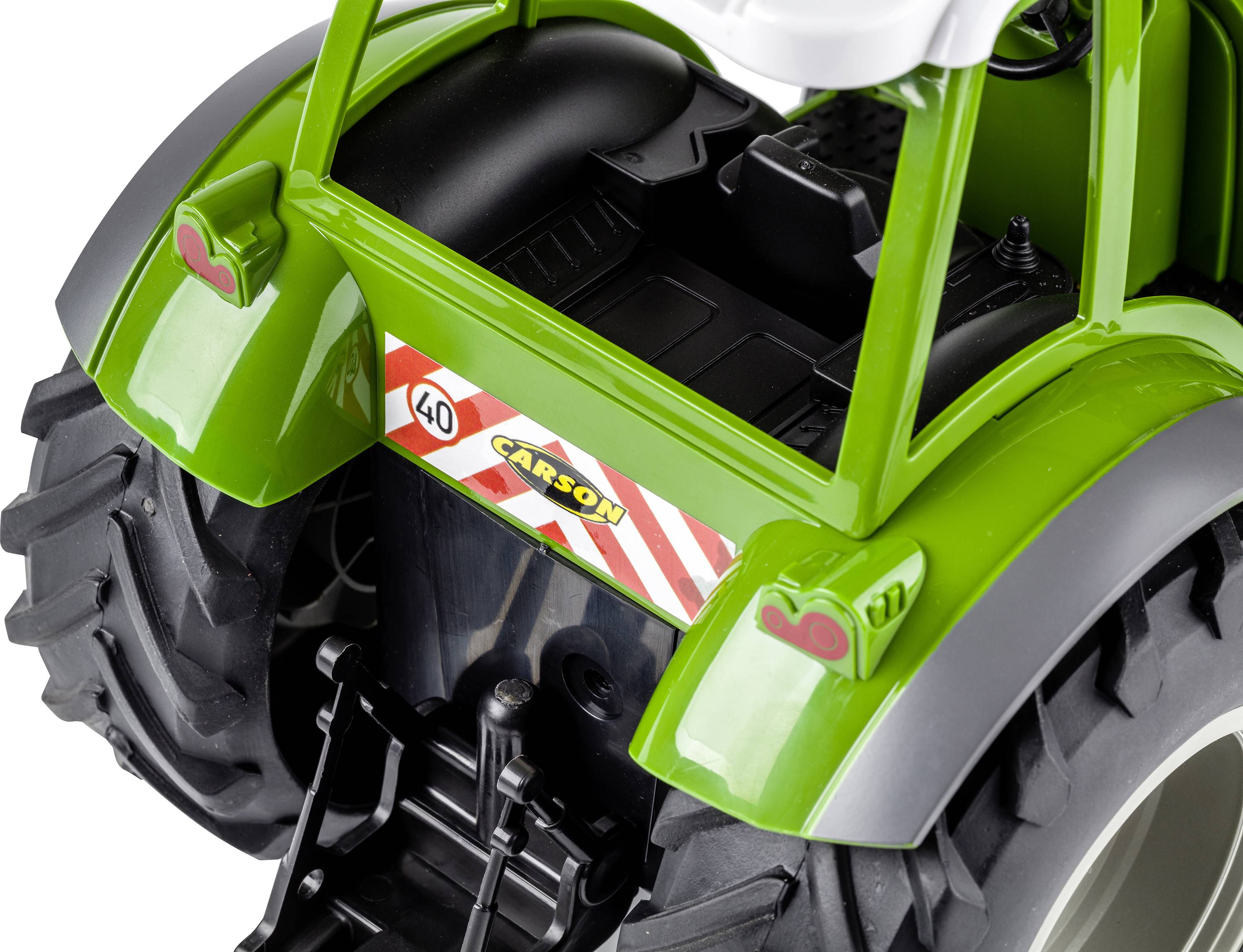 Carson Modellsport 907347 RC Traktor mit Frontlader 1:16 RC Funktionsmodell Elektro Landwirtschaftsfahrzeug inkl. Akku, Ladegerät