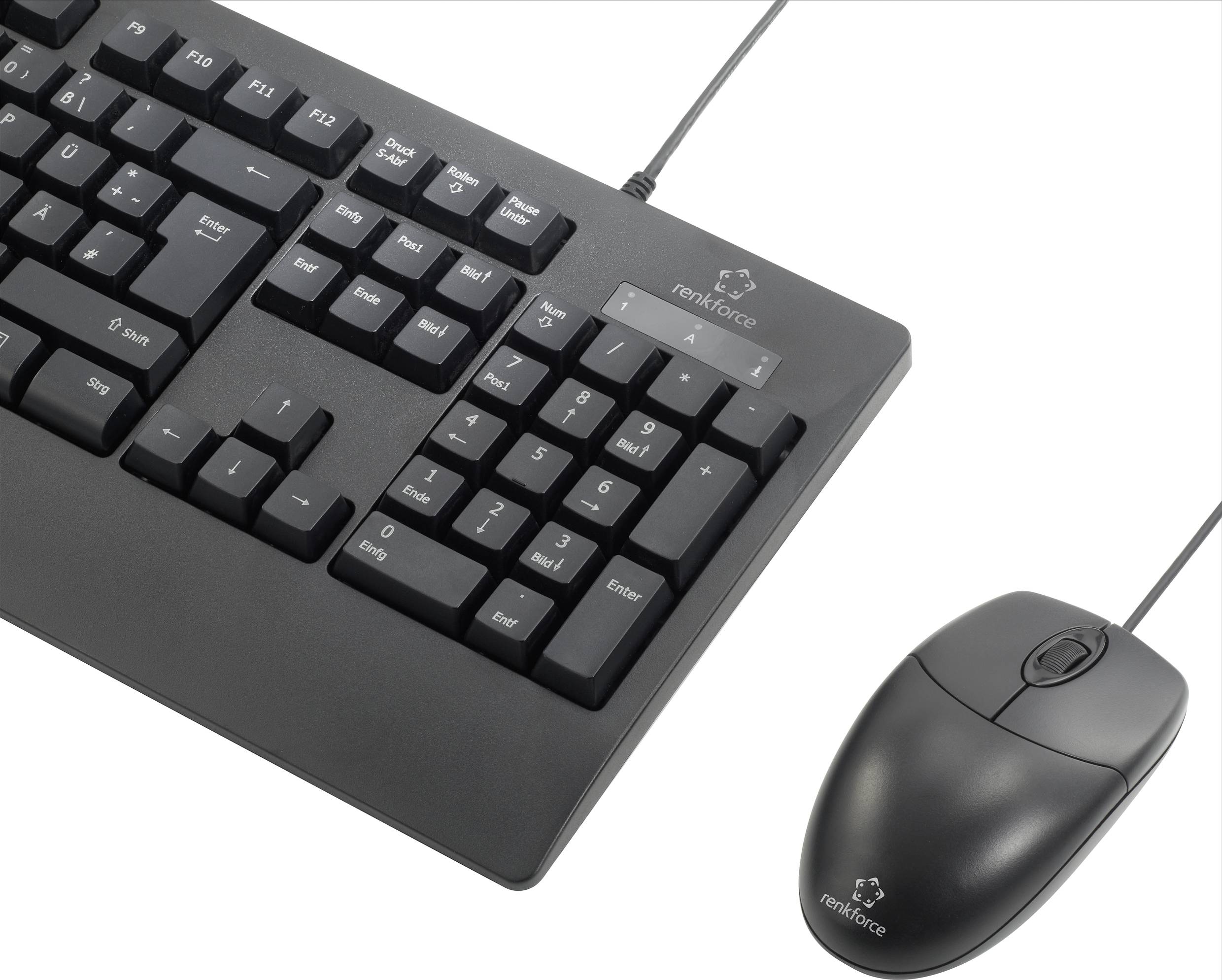 Renkforce RF-KMC-711 USB Tastatur, Maus-Set Wasserfest (IPX7) Deutsch, QWERTZ Schwarz