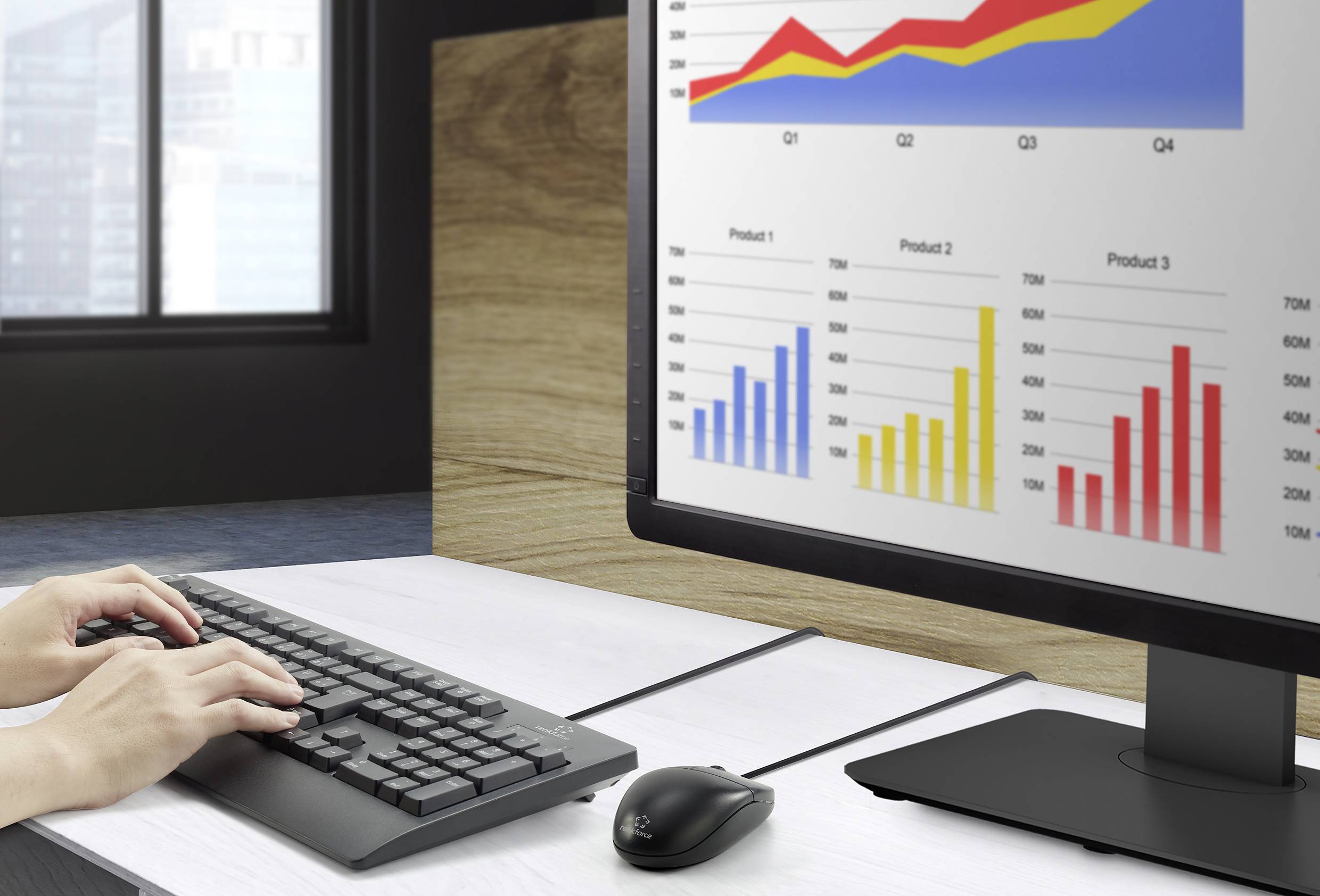 Renkforce RF-KMC-711 USB Tastatur, Maus-Set Wasserfest (IPX7) Deutsch, QWERTZ Schwarz