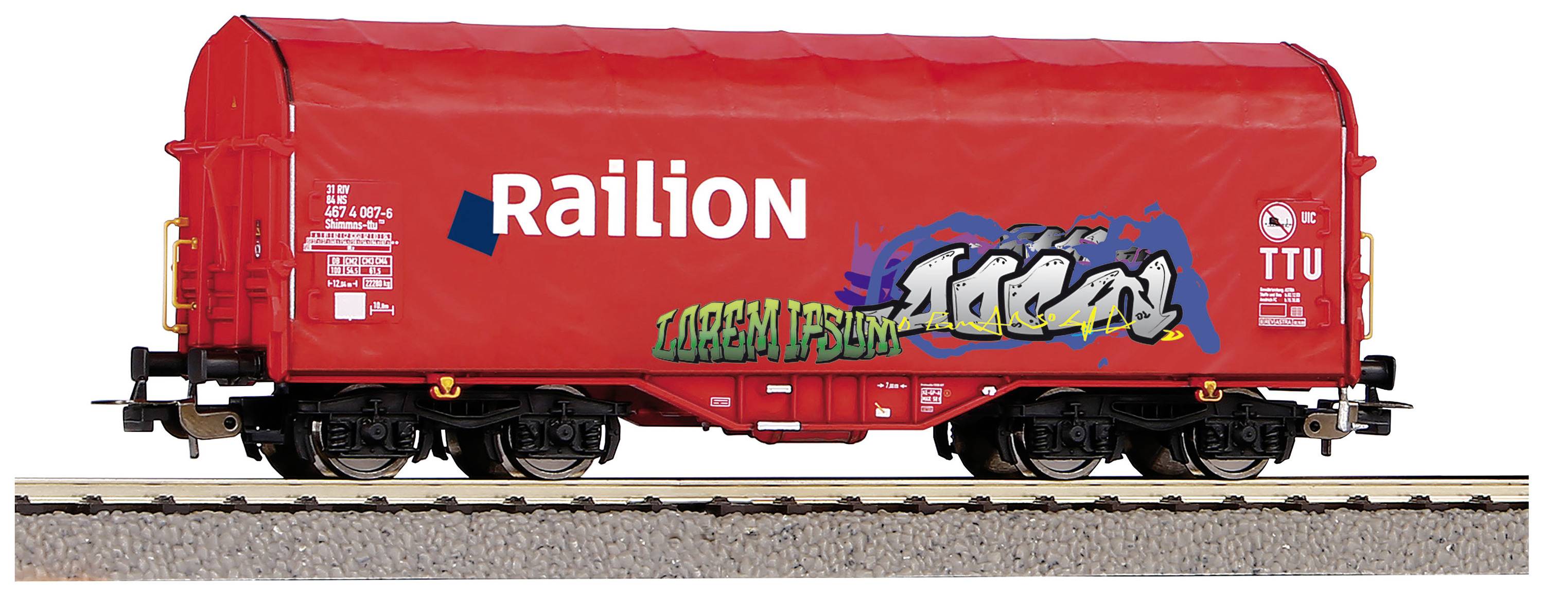 Piko H0 58981 H0 Schiebeplanenwagen Railion mit Graffiti der NS