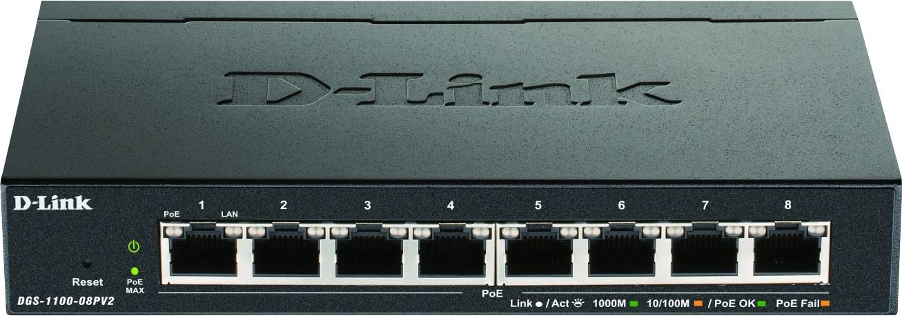 D-Link DGS-1100-08PV2 DGS-1100-08PV2 Netzwerk Switch 8 Port 1 GBit/s PoE-Funktion