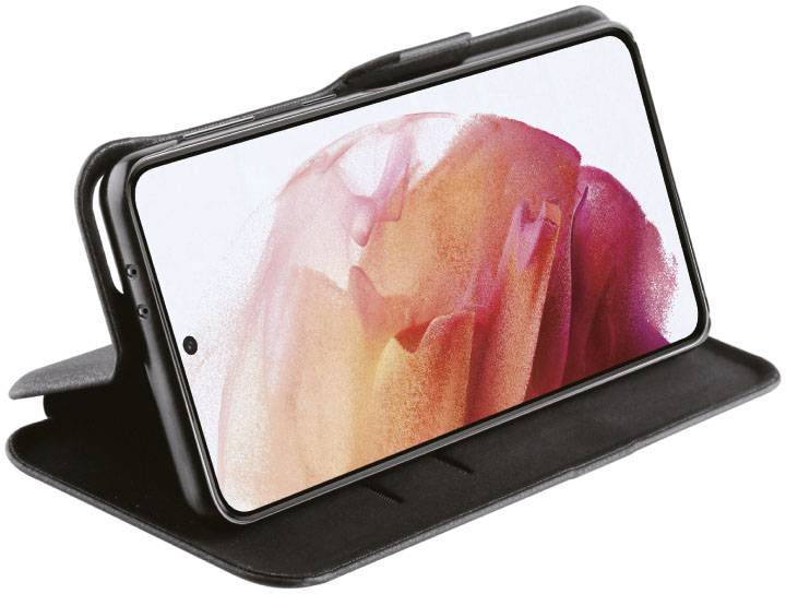 Vivanco Casual Booklet Samsung Galaxy S21 (5G) Schwarz Sanddicht, Spritzwasserfest, Standfunktion, Stoßfest, Wasserabweisend