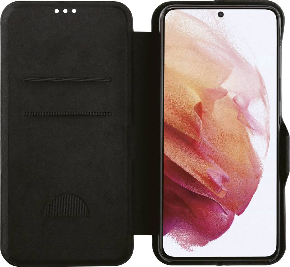 Vivanco Casual Booklet Samsung Galaxy S21 (5G) Schwarz Sanddicht, Spritzwasserfest, Standfunktion, Stoßfest, Wasserabweisend