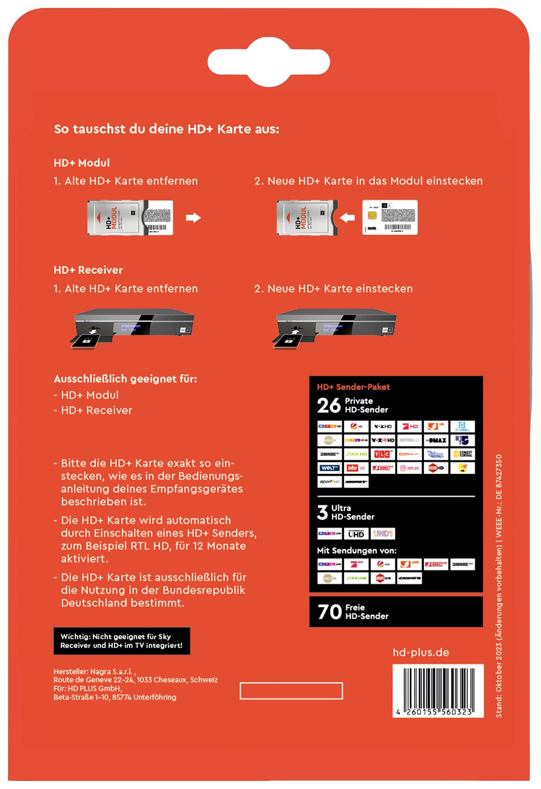 HD Plus HD+ Karte 12 Mon. SAT
