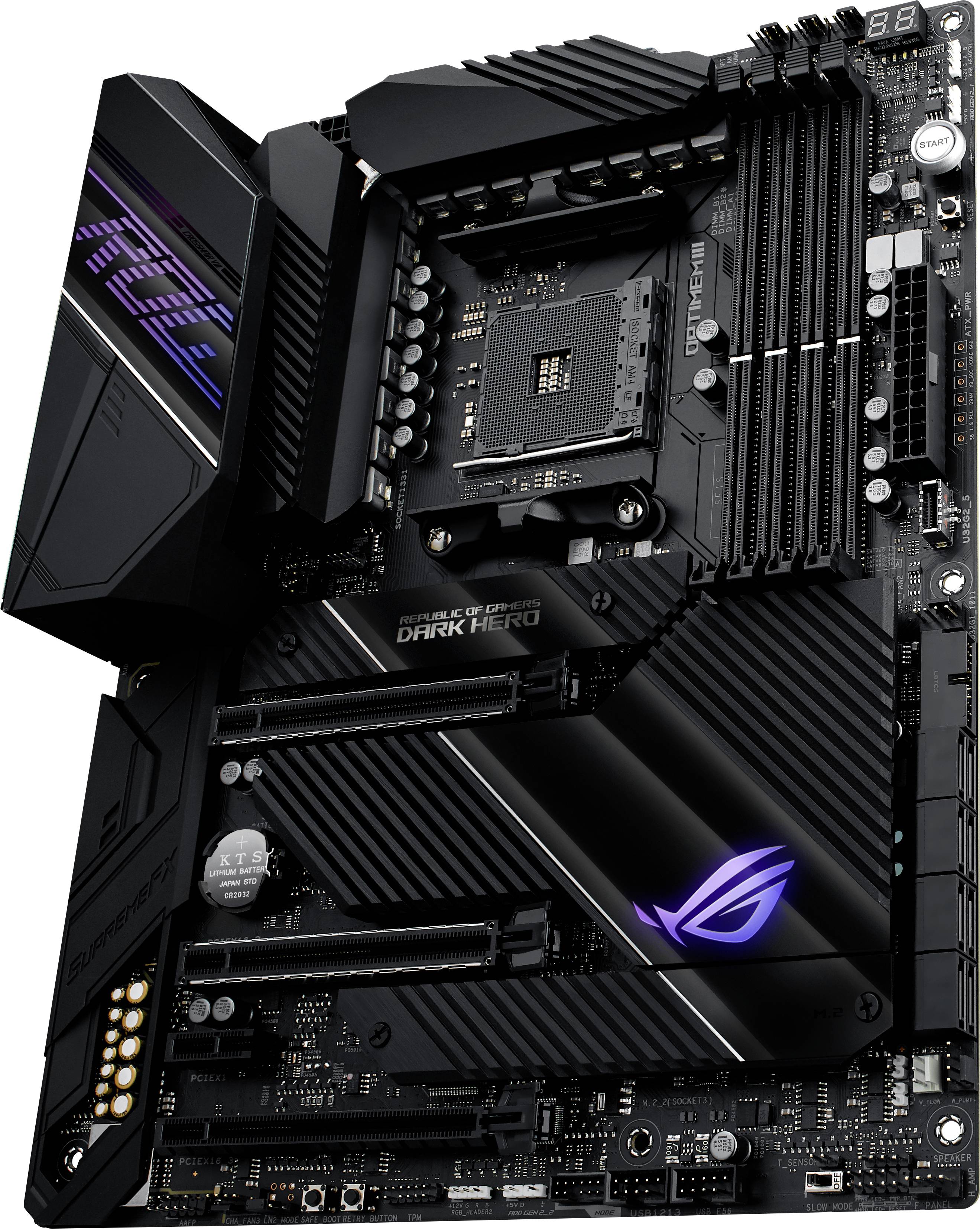 Asus ROG CROSSHAIR VIII DARK HERO Mainboard Sockel (PC) AMD AM4 Formfaktor (Details) ATX Mainboard-Chipsatz AMD® X570