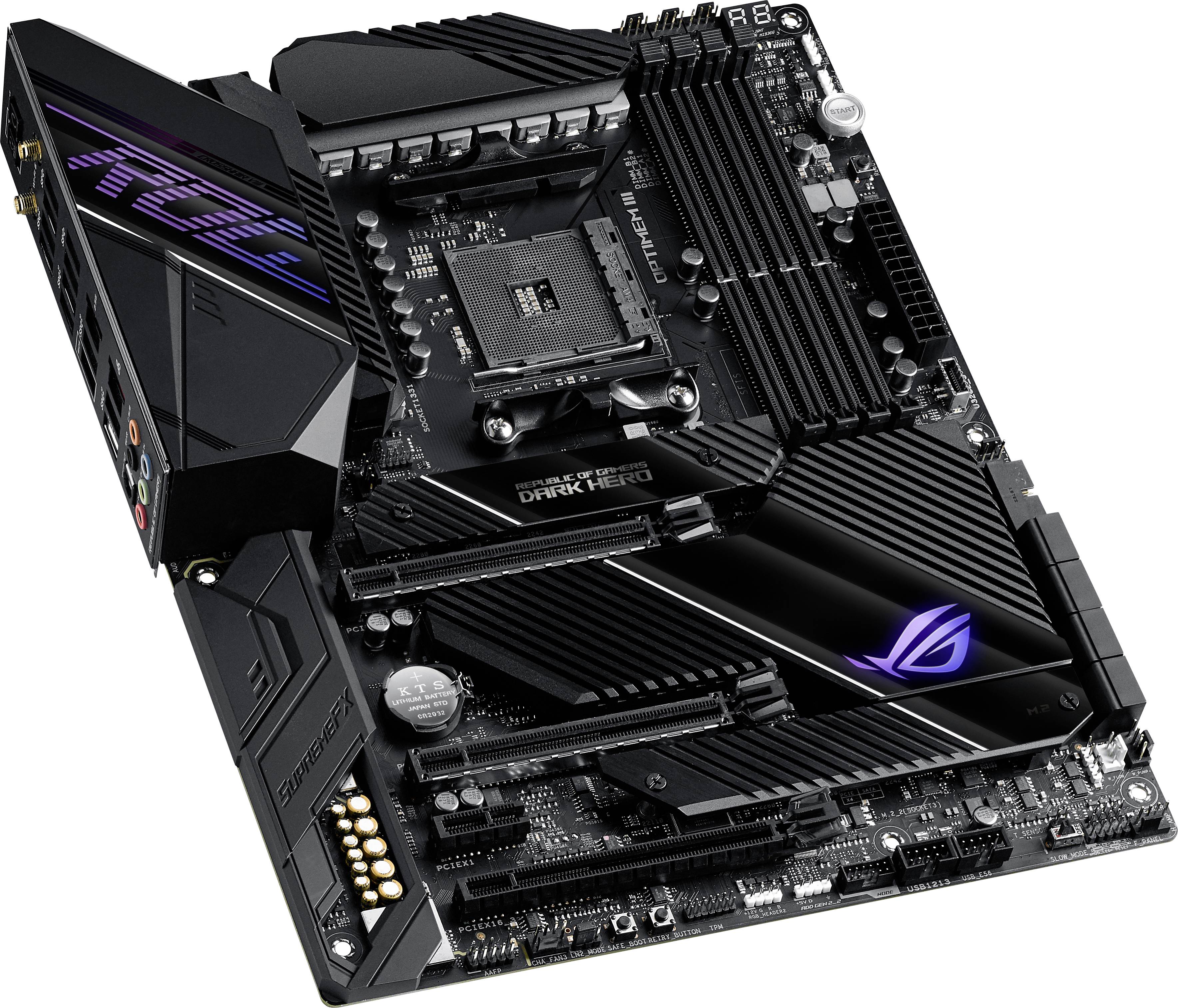 Asus ROG CROSSHAIR VIII DARK HERO Mainboard Sockel (PC) AMD AM4 Formfaktor (Details) ATX Mainboard-Chipsatz AMD® X570