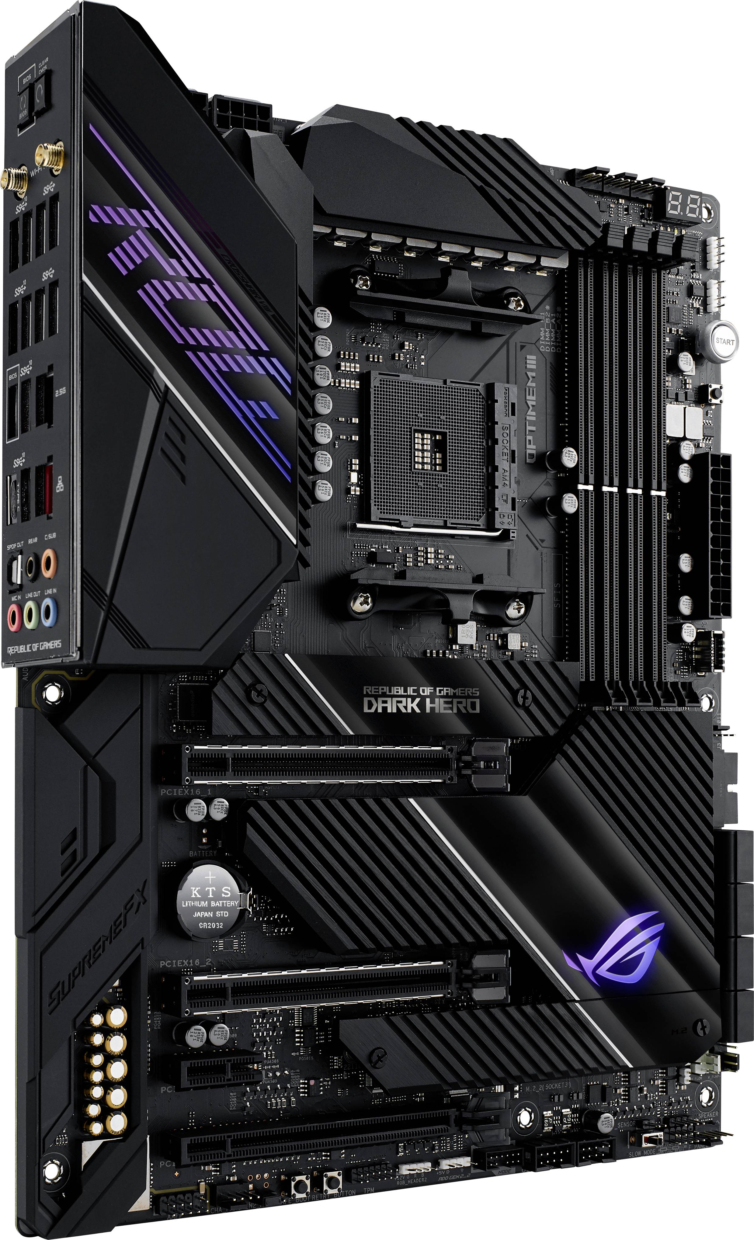 Asus ROG CROSSHAIR VIII DARK HERO Mainboard Sockel (PC) AMD AM4 Formfaktor (Details) ATX Mainboard-Chipsatz AMD® X570