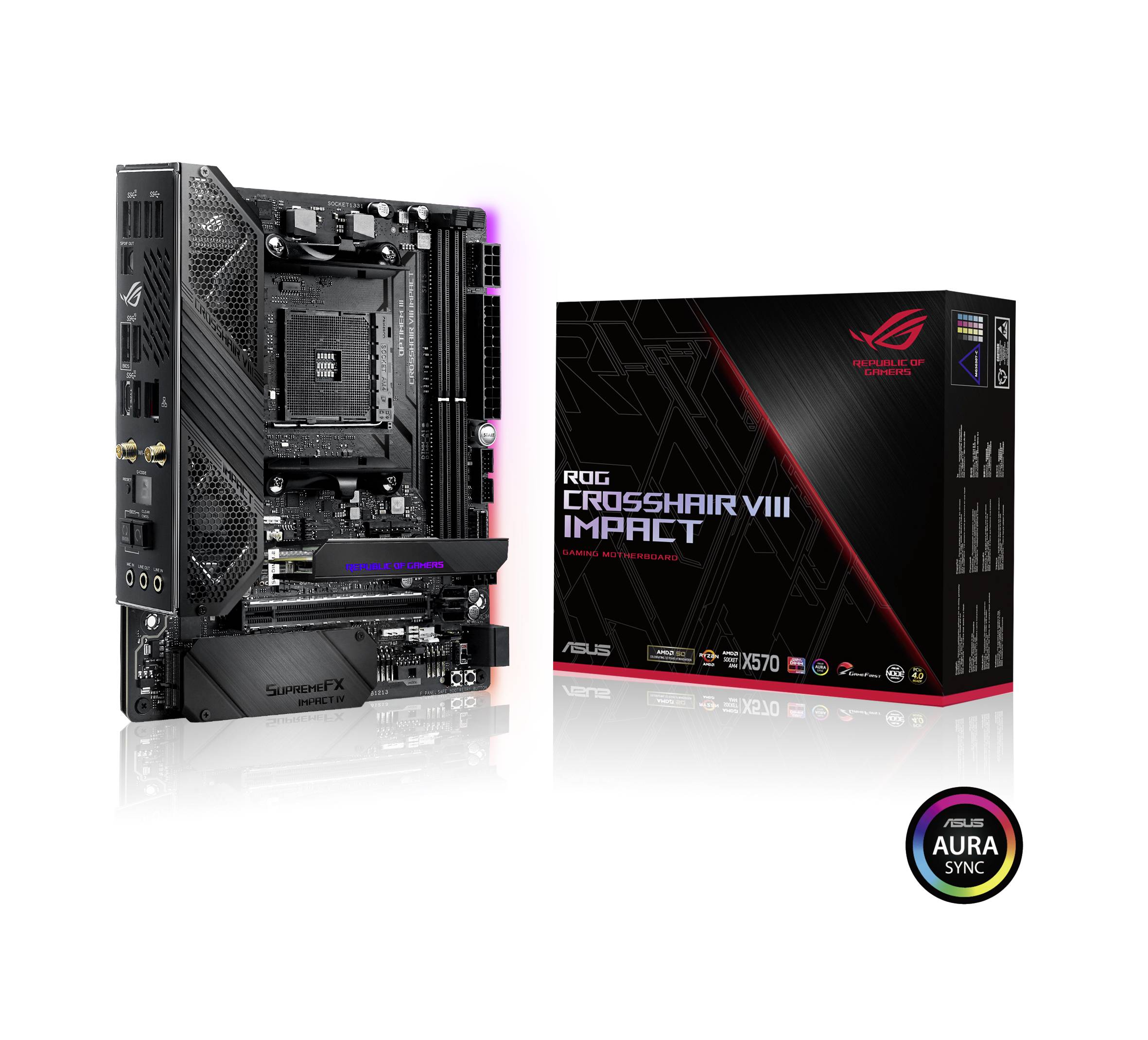 Asus ROG CROSSHAIR VIII IMPACT Mainboard Sockel (PC) AMD® AM4 Formfaktor (Details) Mini-DTX Mainboard-Chipsatz AMD® X570