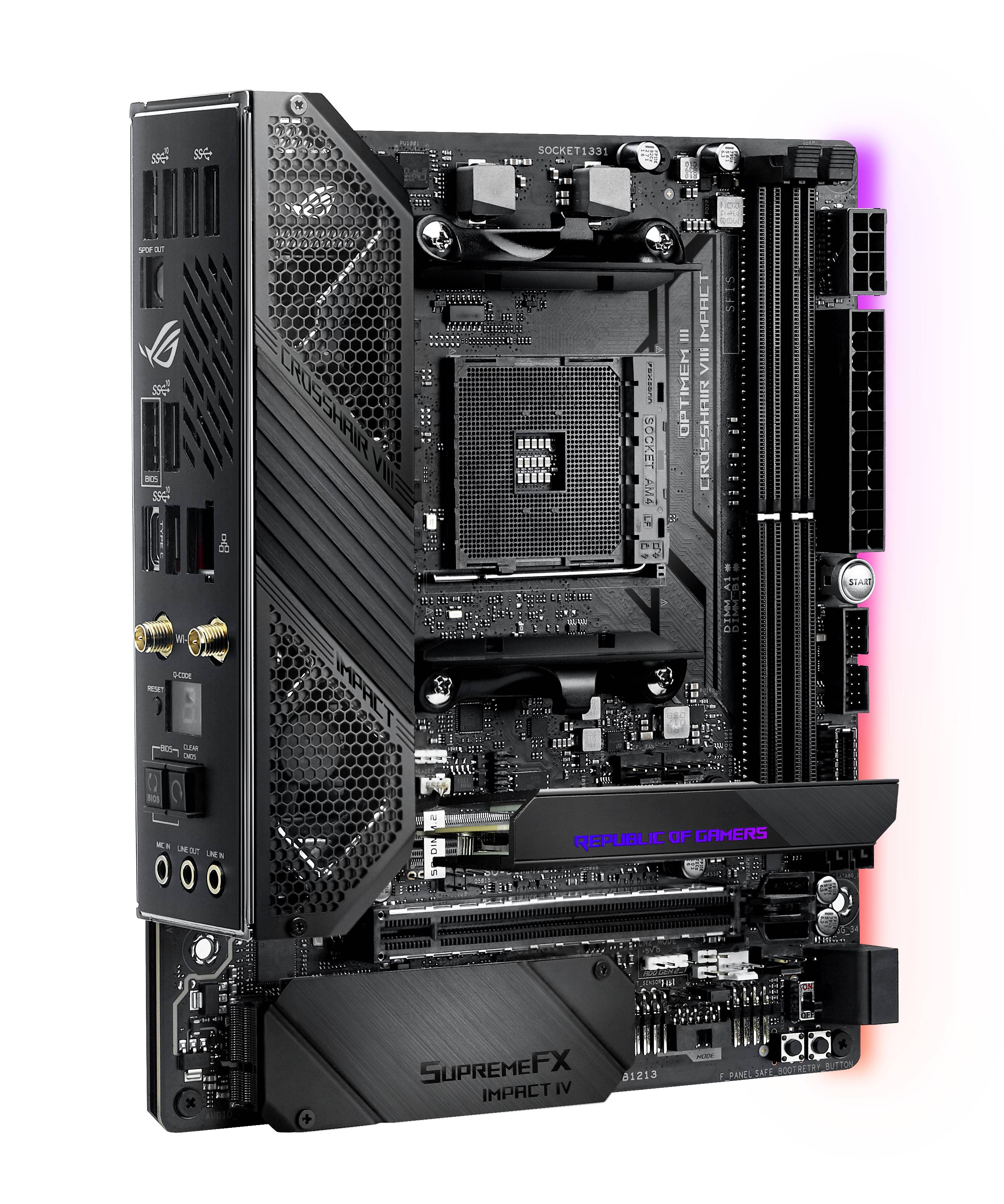 Asus ROG CROSSHAIR VIII IMPACT Mainboard Sockel (PC) AMD® AM4 Formfaktor (Details) Mini-DTX Mainboard-Chipsatz AMD® X570