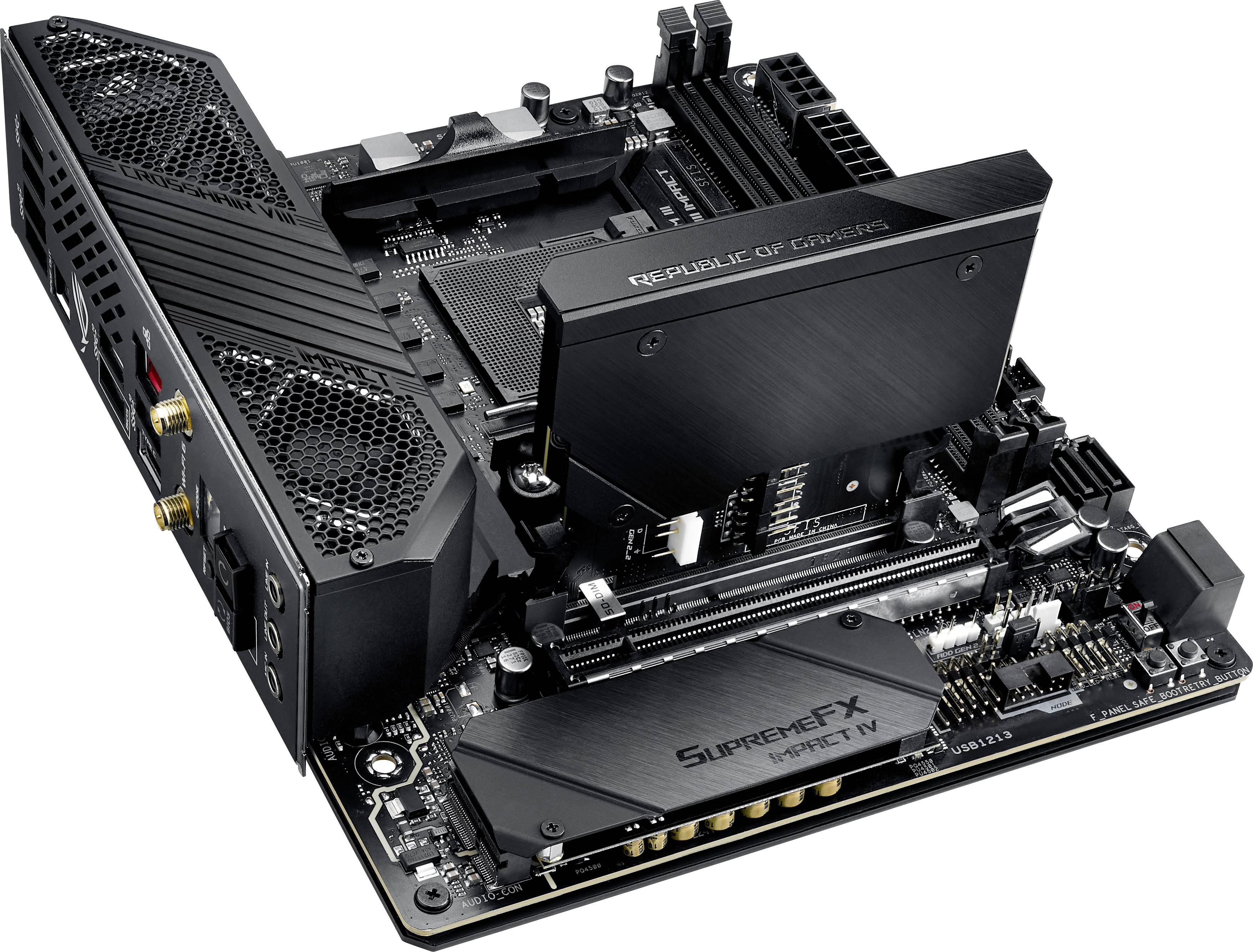 Asus ROG CROSSHAIR VIII IMPACT Mainboard Sockel (PC) AMD® AM4 Formfaktor (Details) Mini-DTX Mainboard-Chipsatz AMD® X570
