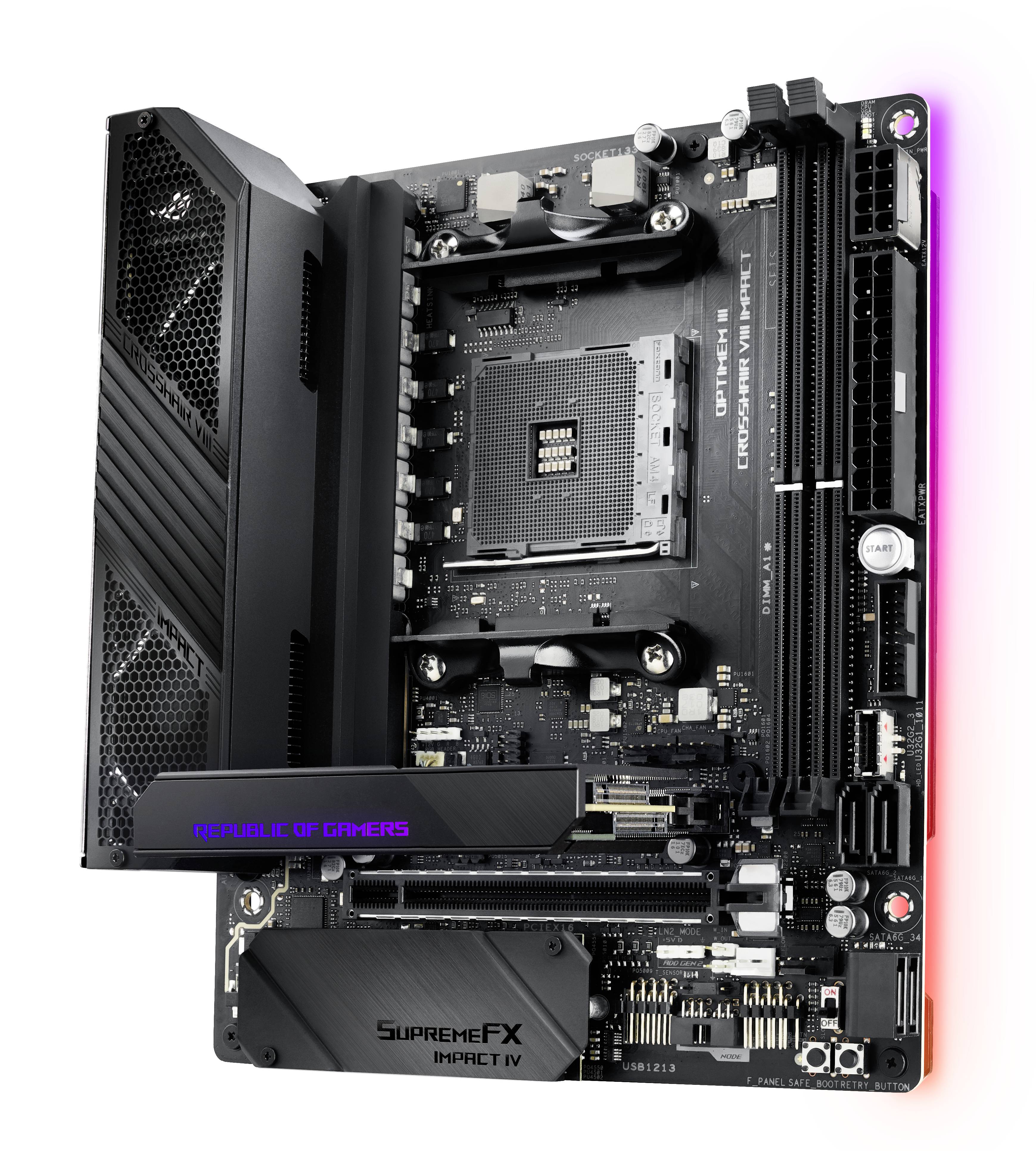 Asus ROG CROSSHAIR VIII IMPACT Mainboard Sockel (PC) AMD® AM4 Formfaktor (Details) Mini-DTX Mainboard-Chipsatz AMD® X570