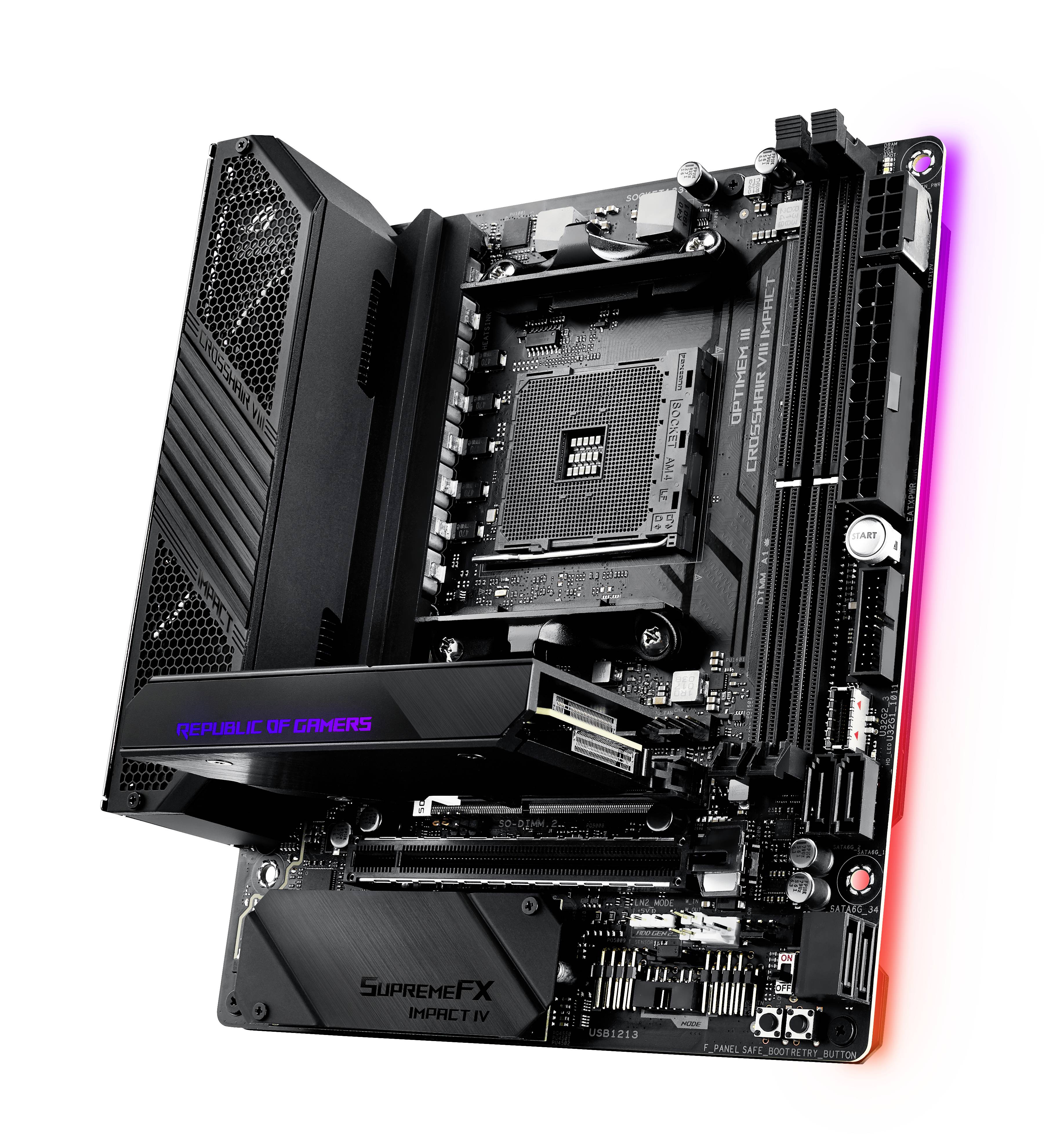 Asus ROG CROSSHAIR VIII IMPACT Mainboard Sockel (PC) AMD® AM4 Formfaktor (Details) Mini-DTX Mainboard-Chipsatz AMD® X570
