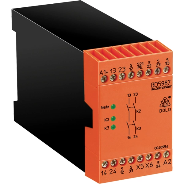 Dold Sicherheitsschaltgerät BD5987.02/001 AC50/60Hz 230V Betriebsspannung: 230 V/AC 2 Schließer (B x H x T) 45 x 74 x 121mm 1St. Dold Sicherheitsschaltgerät BD5987.02/001 AC50/60Hz 230V Betriebsspannung: 230 V/AC 2 Schließer (B x H x T) 45 x 74 x 121mm 1St.