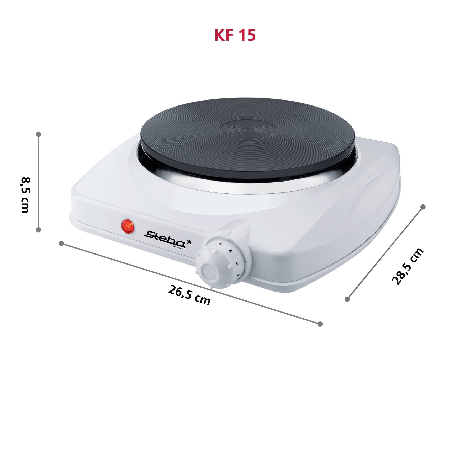 Steba KF 15 063700 Kochplatte Überhitzungsschutz, Kontrollleuchte, stufenloser Temperaturregler