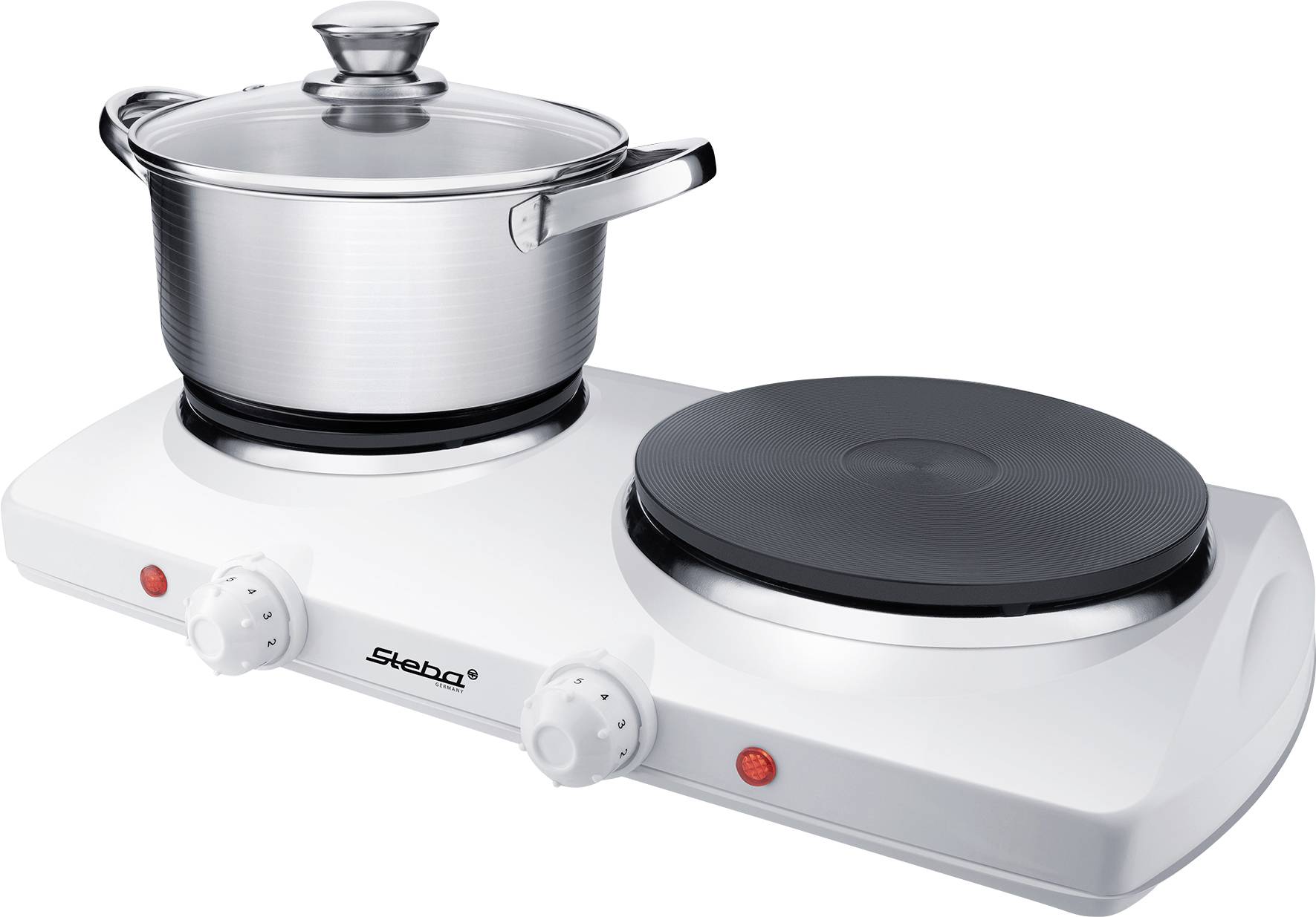 Steba KF 150 063800 Doppel-Kochplatte Überhitzungsschutz, Kontrollleuchte, stufenloser Temperaturregler