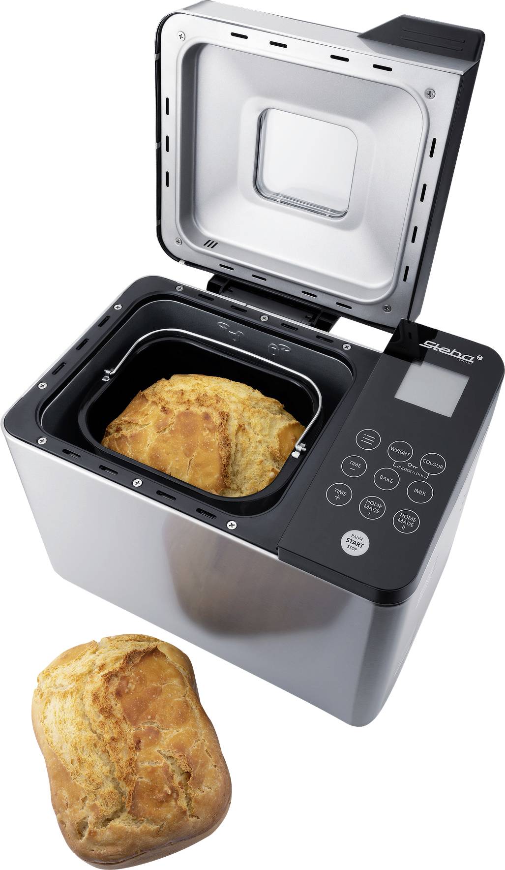 Steba BM 2 Brotbackautomat mit Display, Timerfunktion Silber-Schwarz
